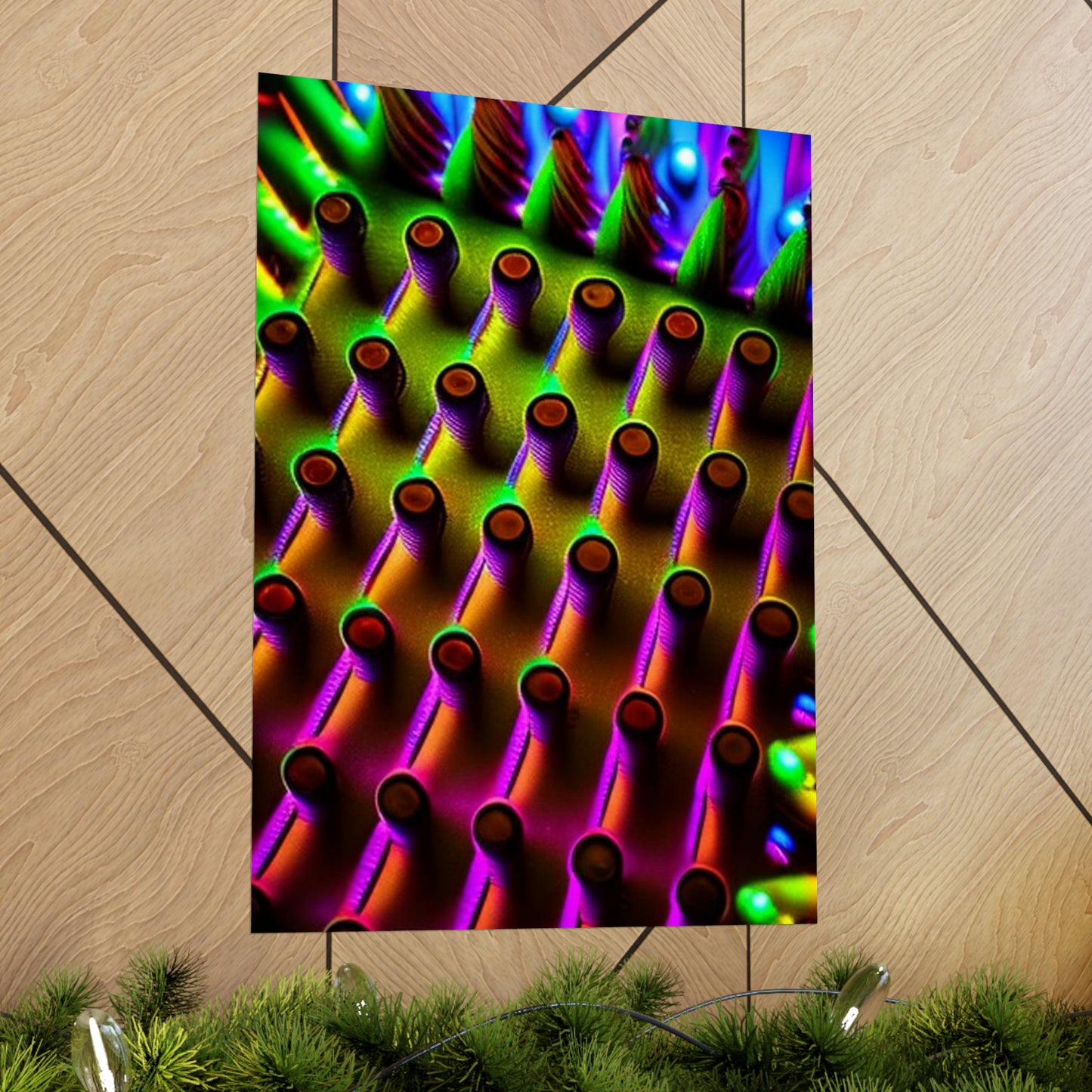 posters Macro Cactus neon square 1