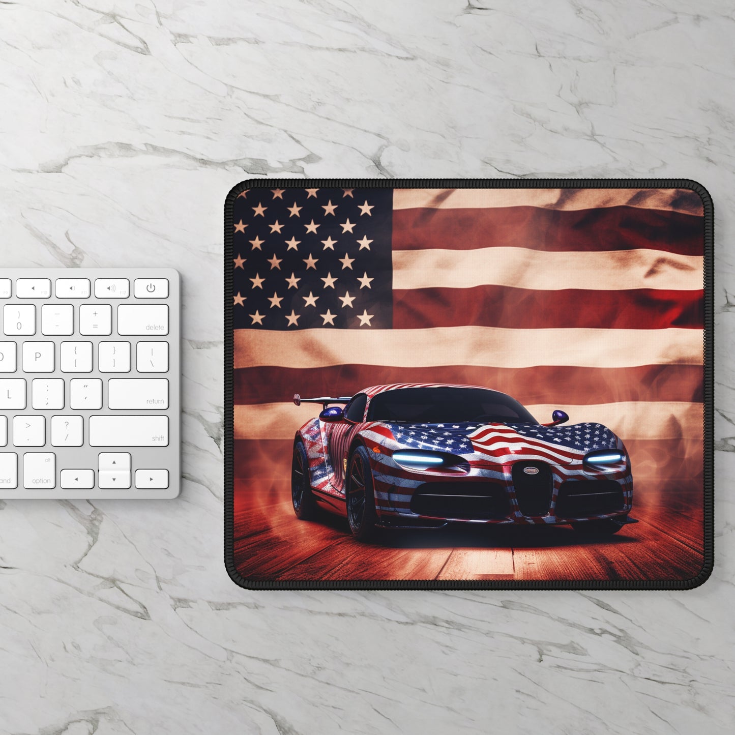 Gaming Mouse Pad  Abstract American Flag Background Bugatti 2