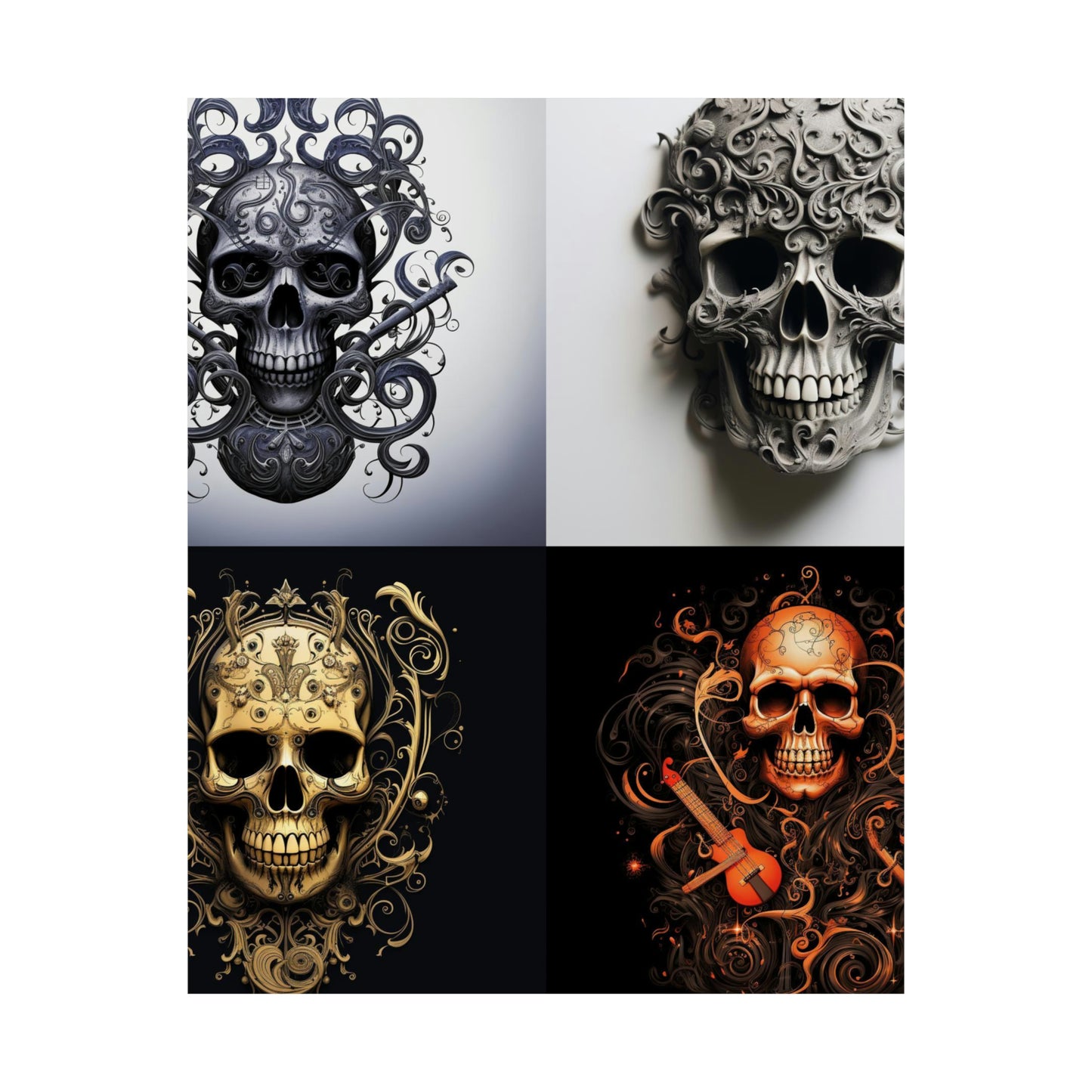 Premium Matte Vertical Posters Skull Treble Clef 5