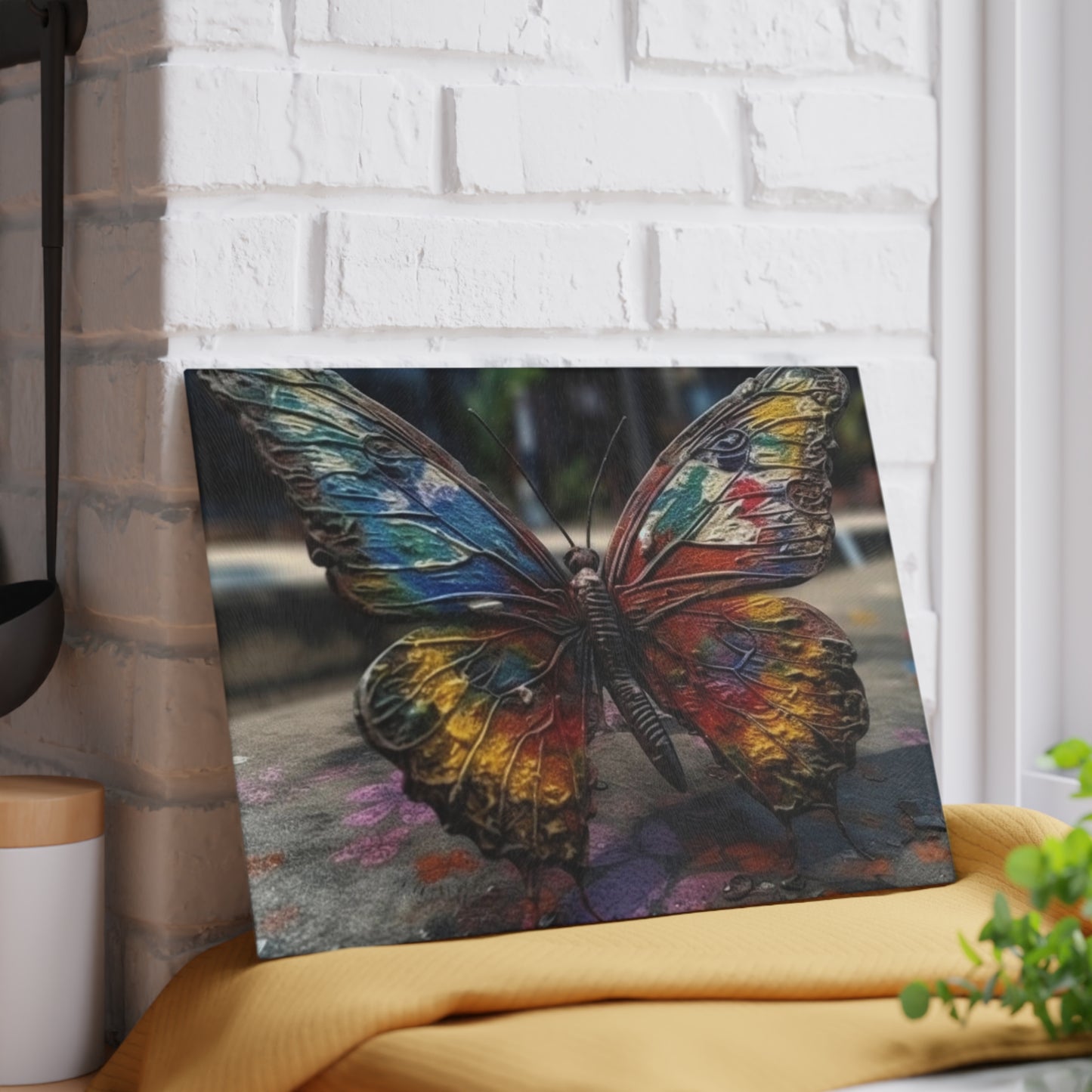 Glass Cutting Board Liquid Street Butterfly 3