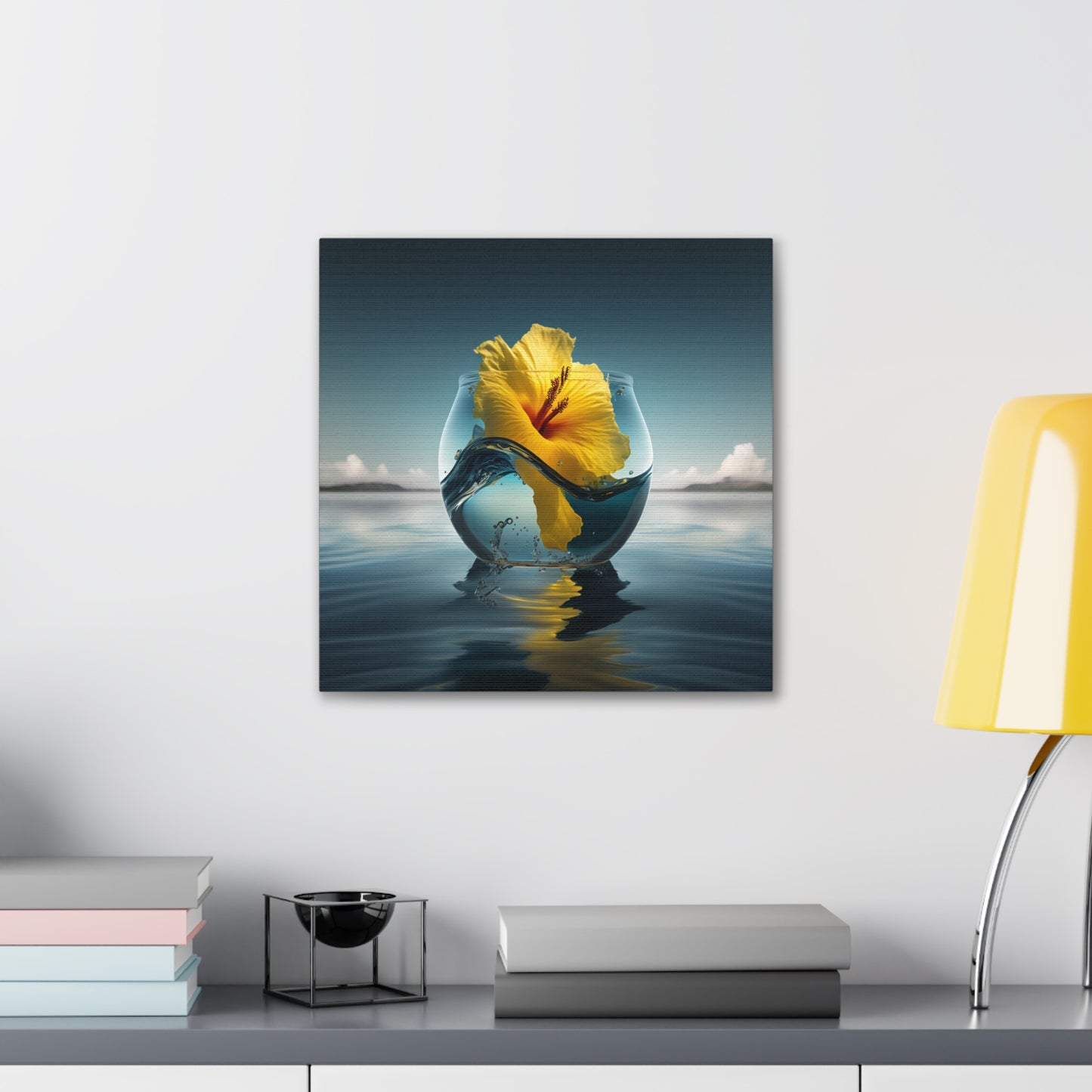 Canvas Gallery Wraps Yellow Hibiscus glass 4