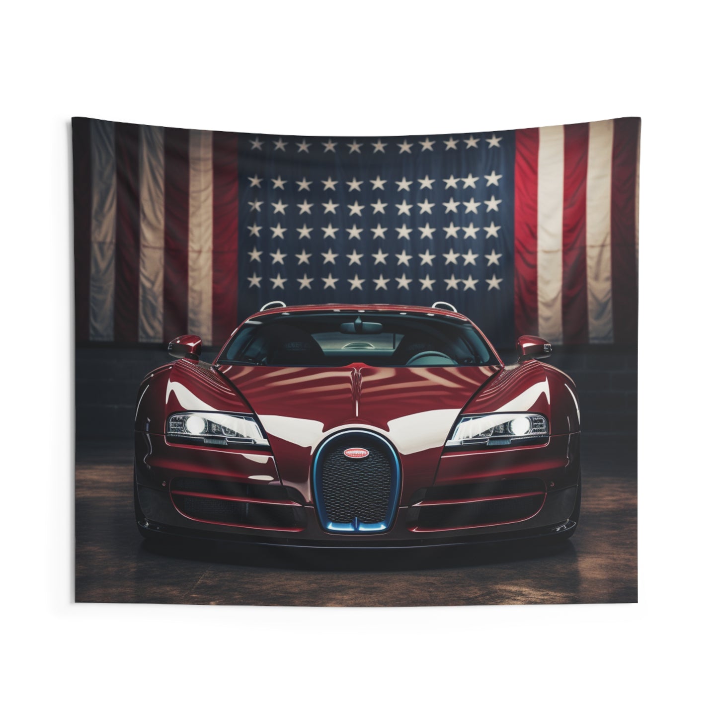 Indoor Wall Tapestries American Flag Background Bugatti 1