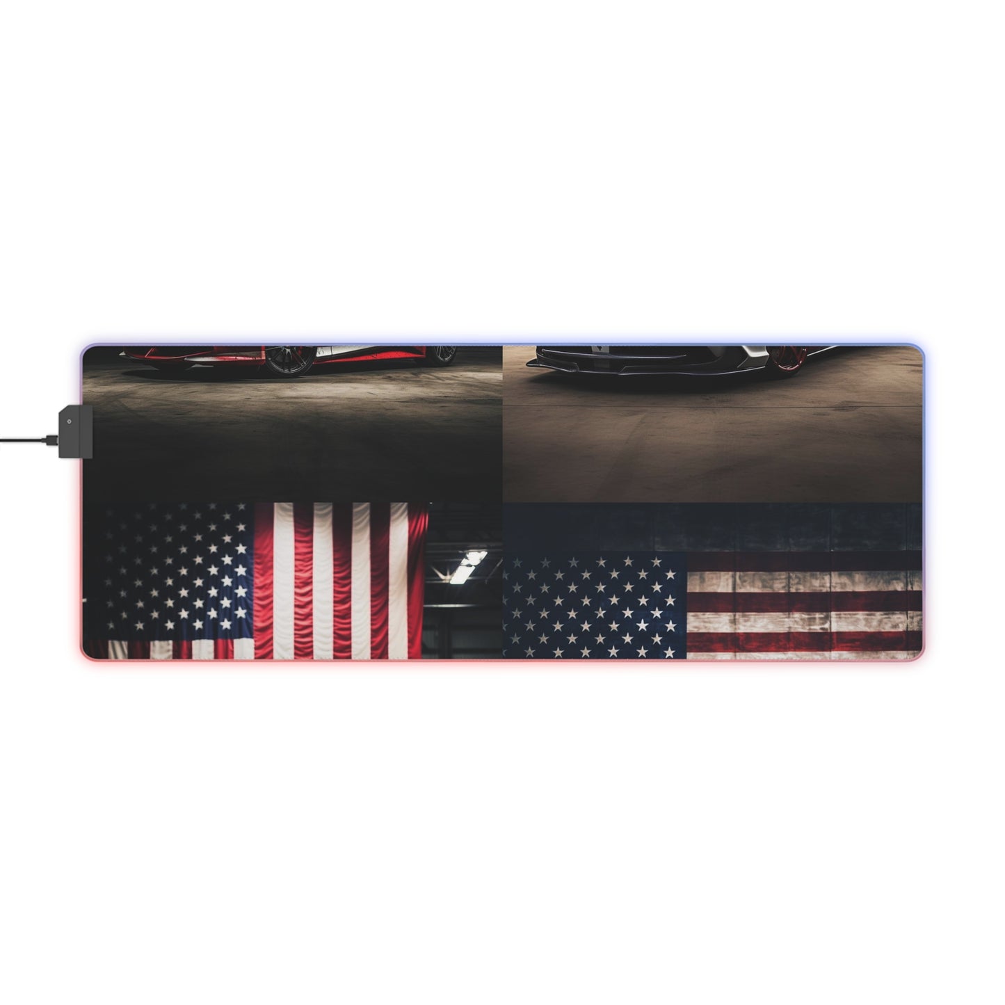 LED Gaming Mouse Pad American Flag Background Ferrari 5