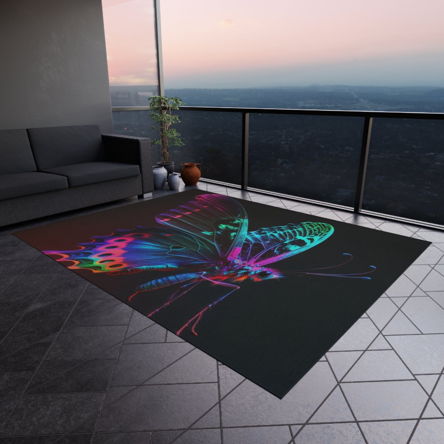 Outdoor Rug  Raw Hyper Color Butterfly 1