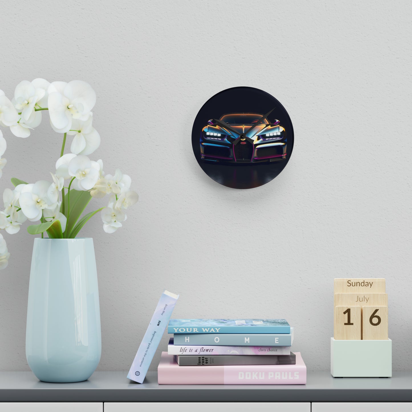 Acrylic Wall Clock Hyper Bugatti Chiron 1
