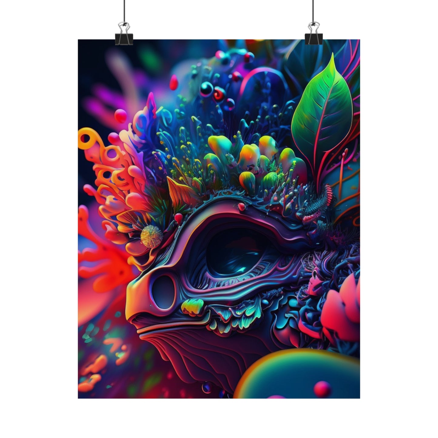 Premium Matte Vertical Posters Florescent Skull Death 2