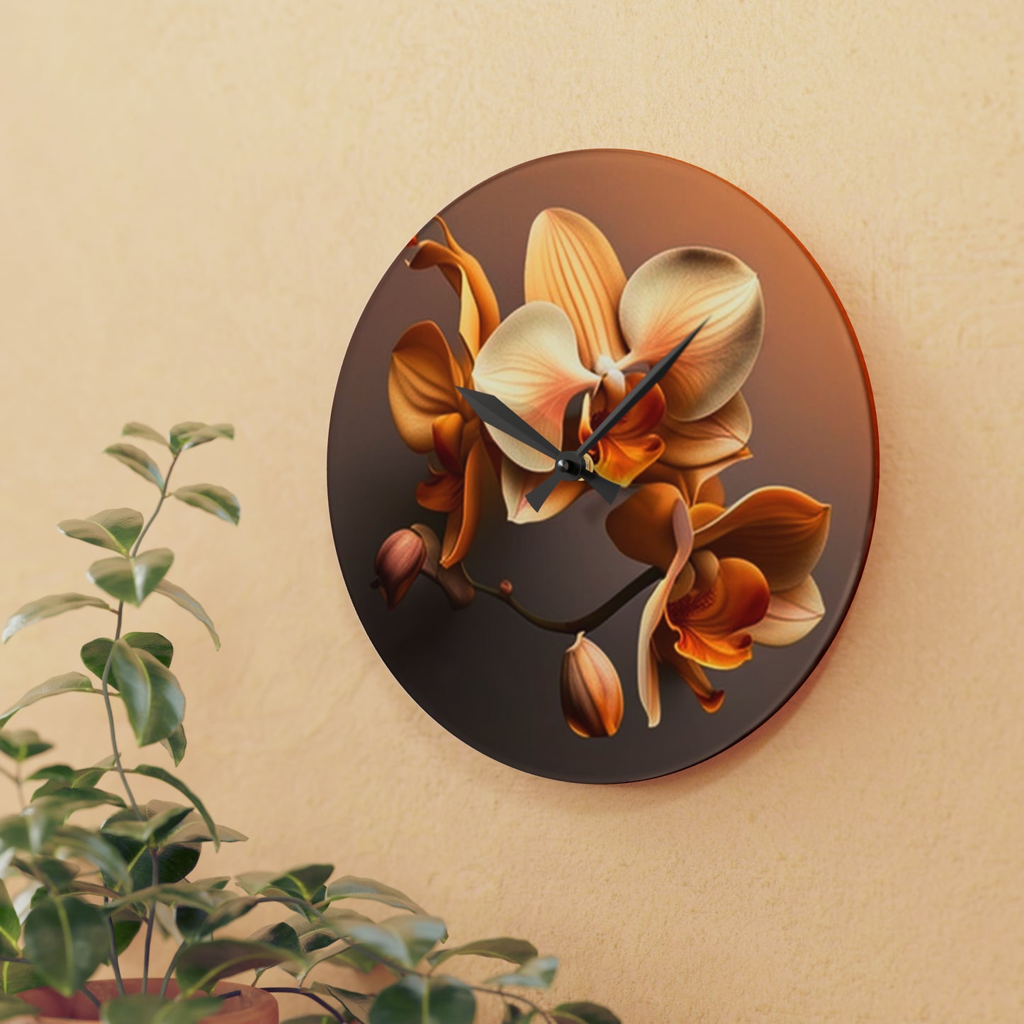 Acrylic Wall Clock orchid pedals 2