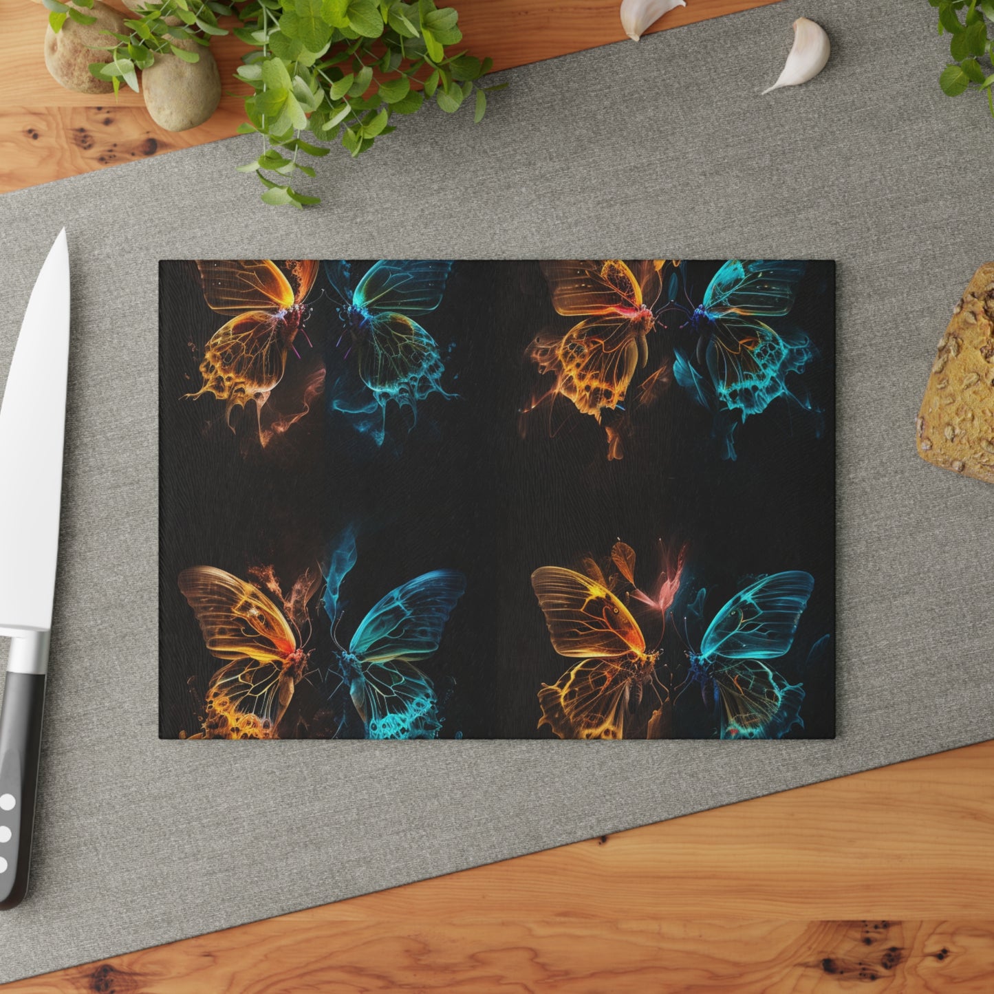 Glass Cutting Board Kiss Neon Butterfly 5