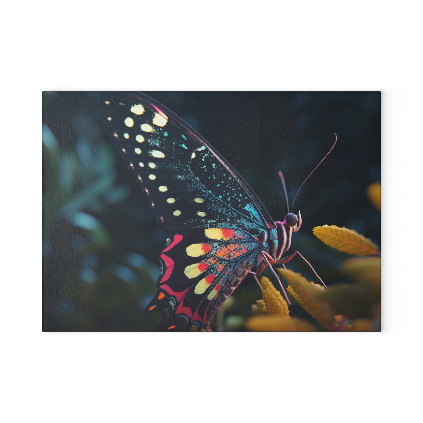 Glass Cutting Board Hyper Colorful Butterfly Macro 2