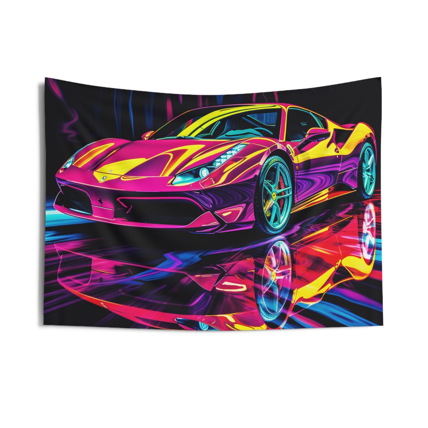 Indoor Wall Tapestries Pink Ferrari Macro 2