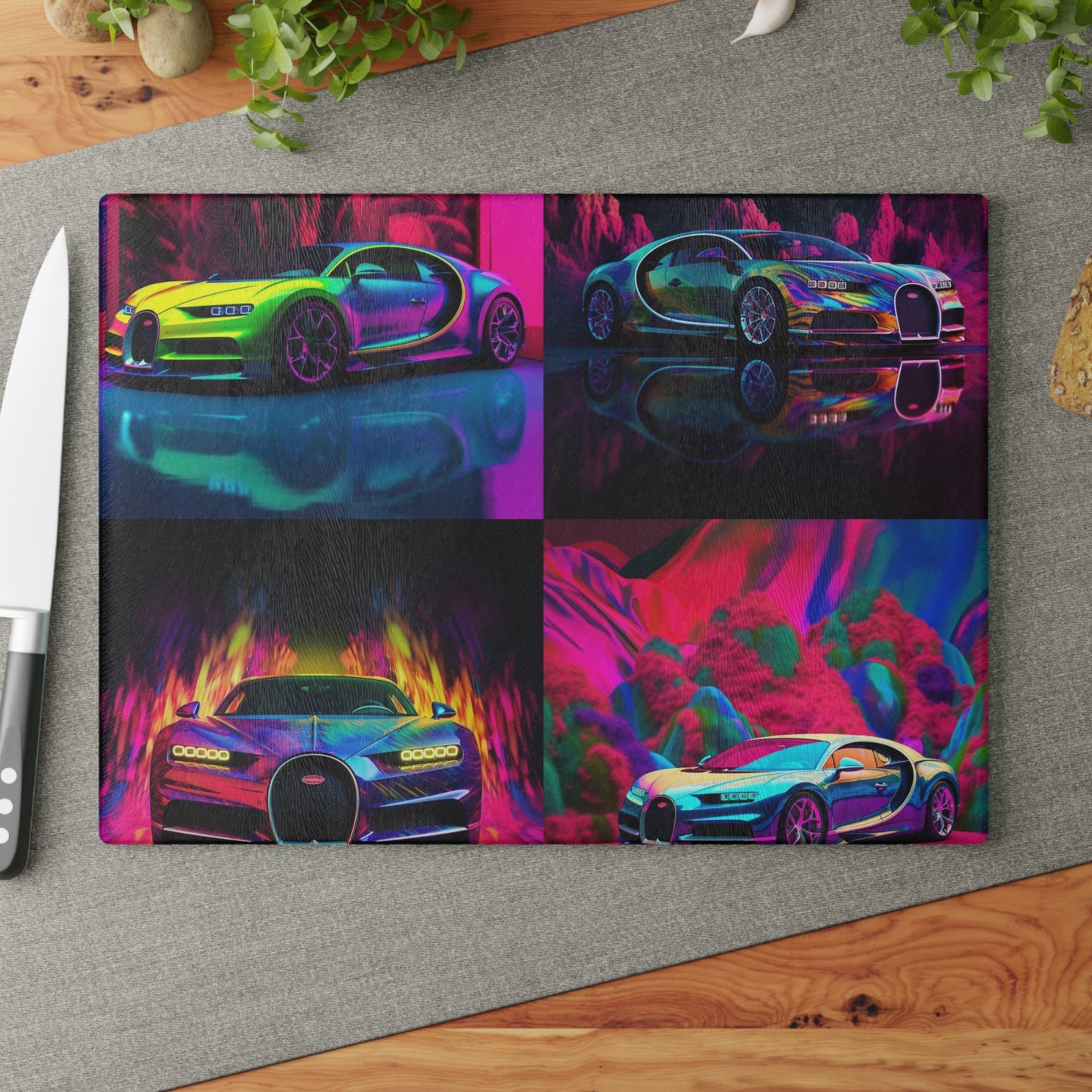 Glass Cutting Board Florescent Bugatti Flair 5