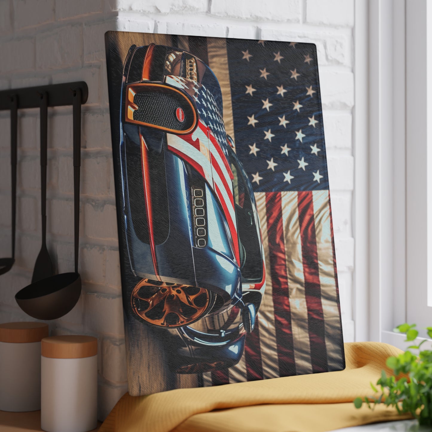 Glass Cutting Board Bugatti Flag American 4