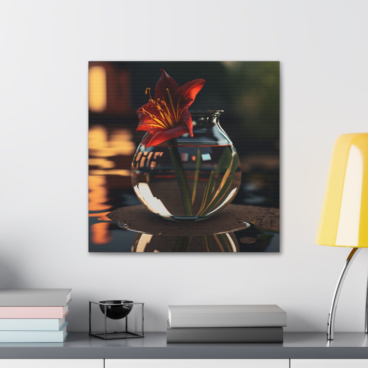 Canvas Gallery Wraps Red Lily in a Glass vase 2