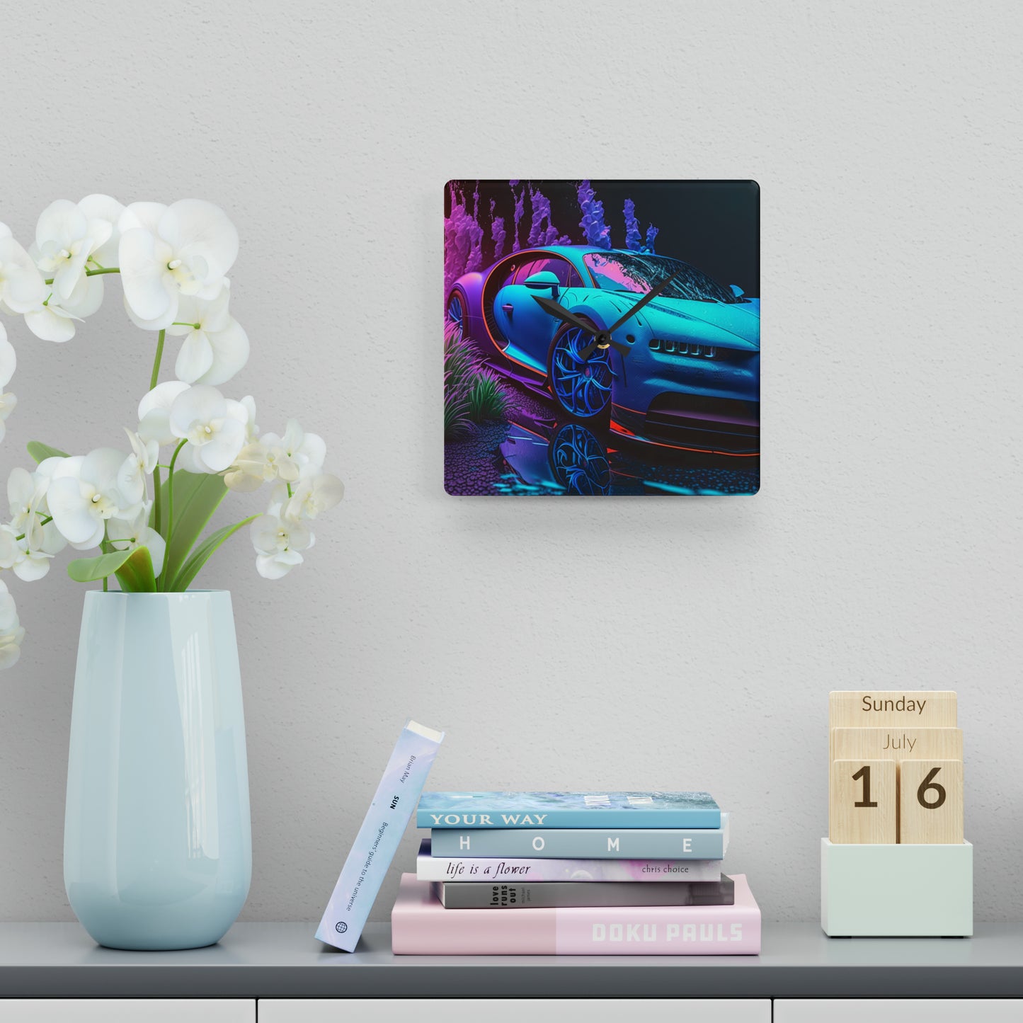 Acrylic Wall Clock Bugatti Neon Chiron 2