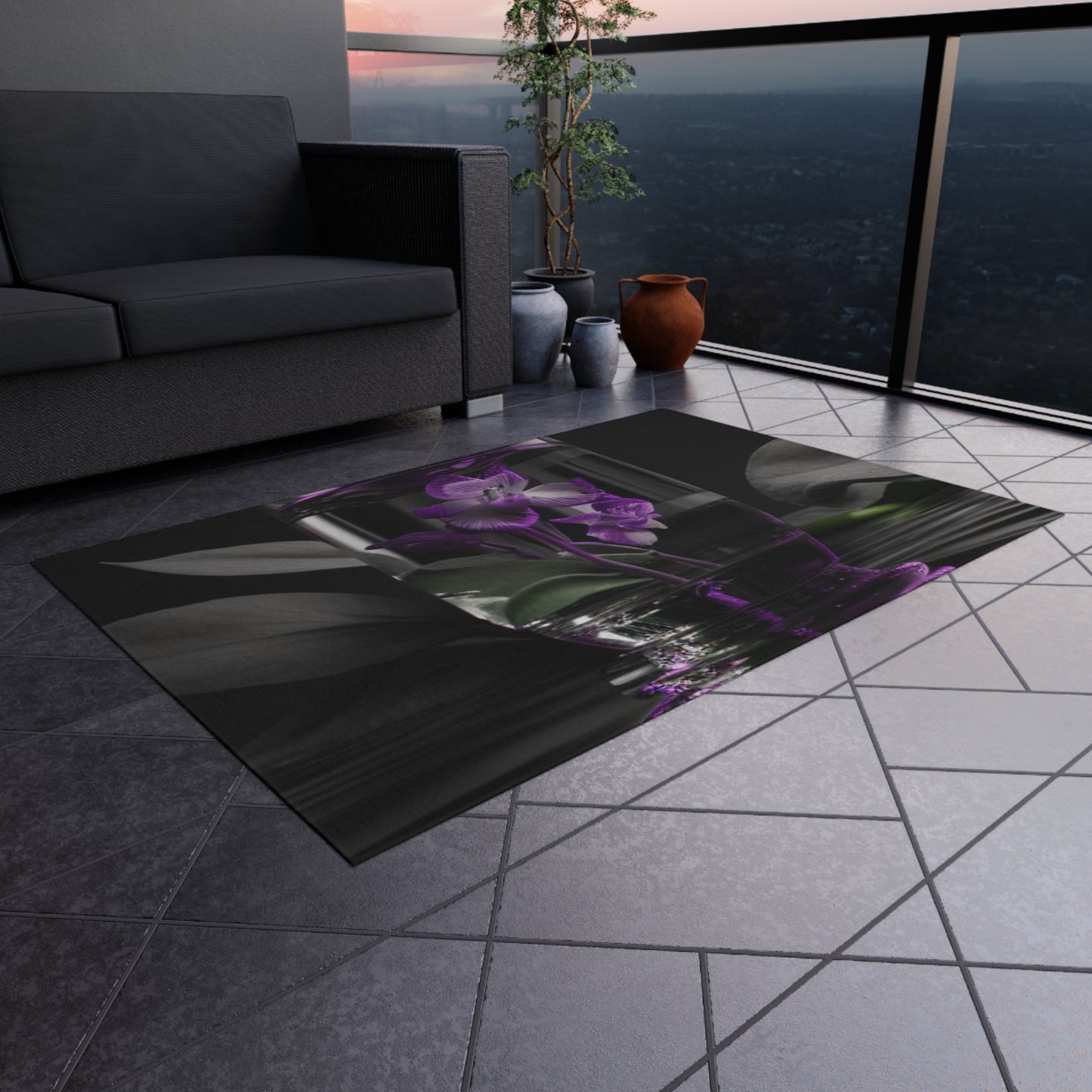 Outdoor Rug  Purple Orchid Glass vase 1
