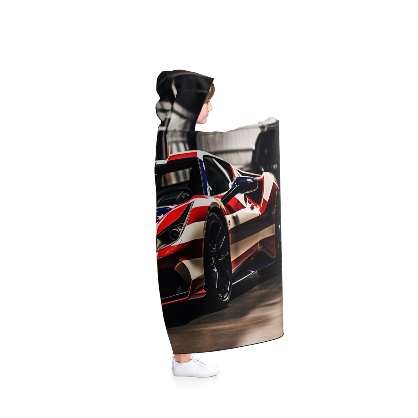 Hooded Blanket American Flag Farrari 3