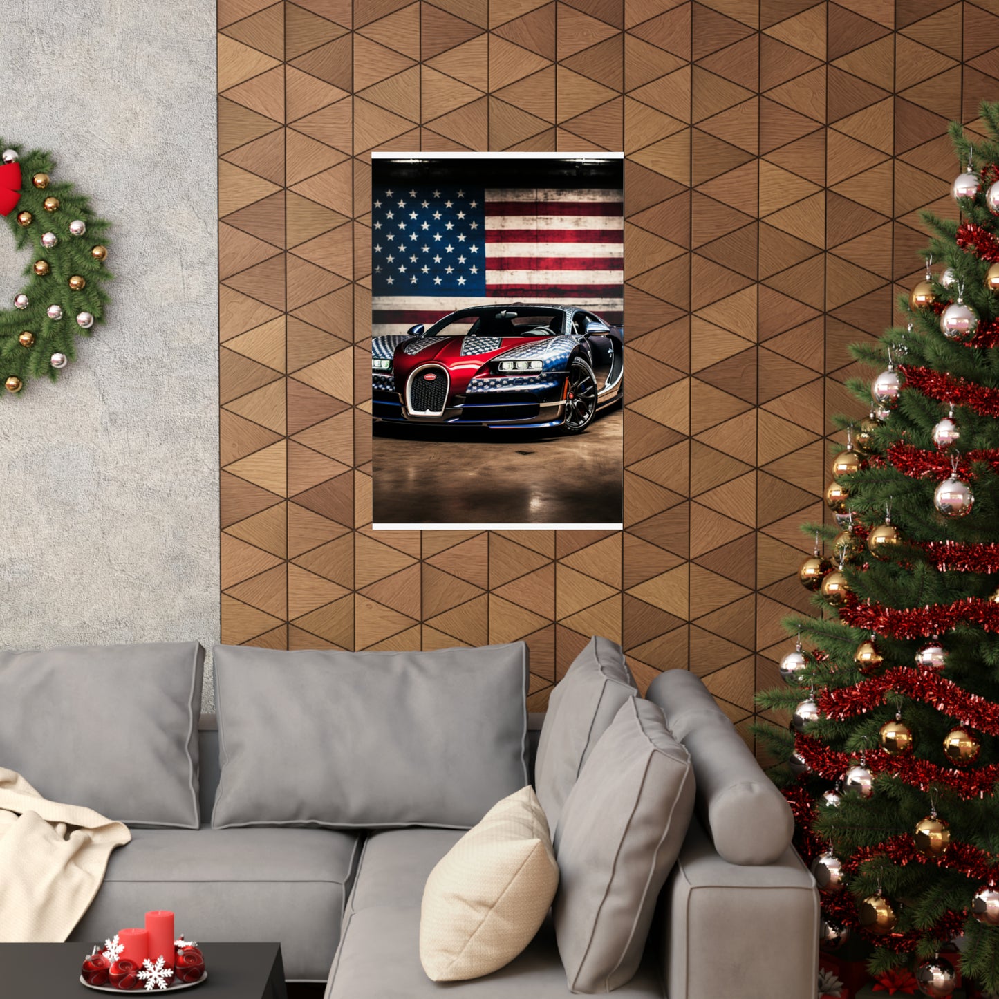 Premium Matte Vertical Posters Bugatti American Flag 1