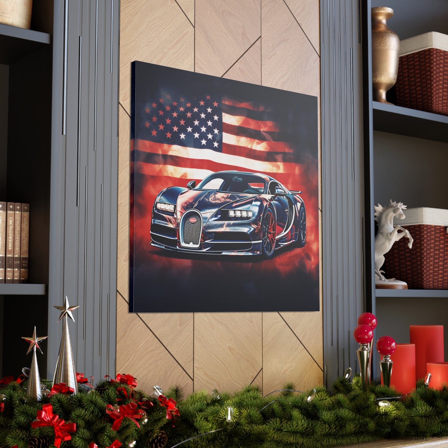 Canvas Gallery Wraps Abstract American Flag Background Bugatti 4