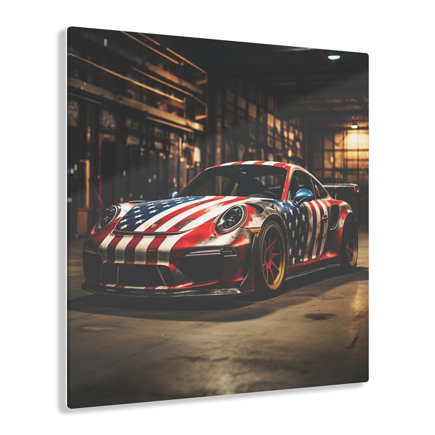 Acrylic Prints American Flag Porsche 4