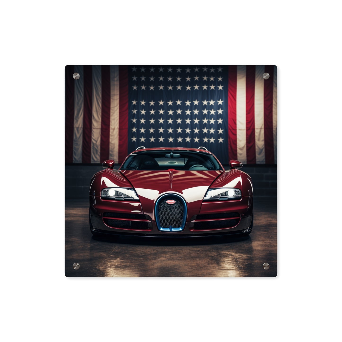 Acrylic Wall Art Panels American Flag Background Bugatti 1