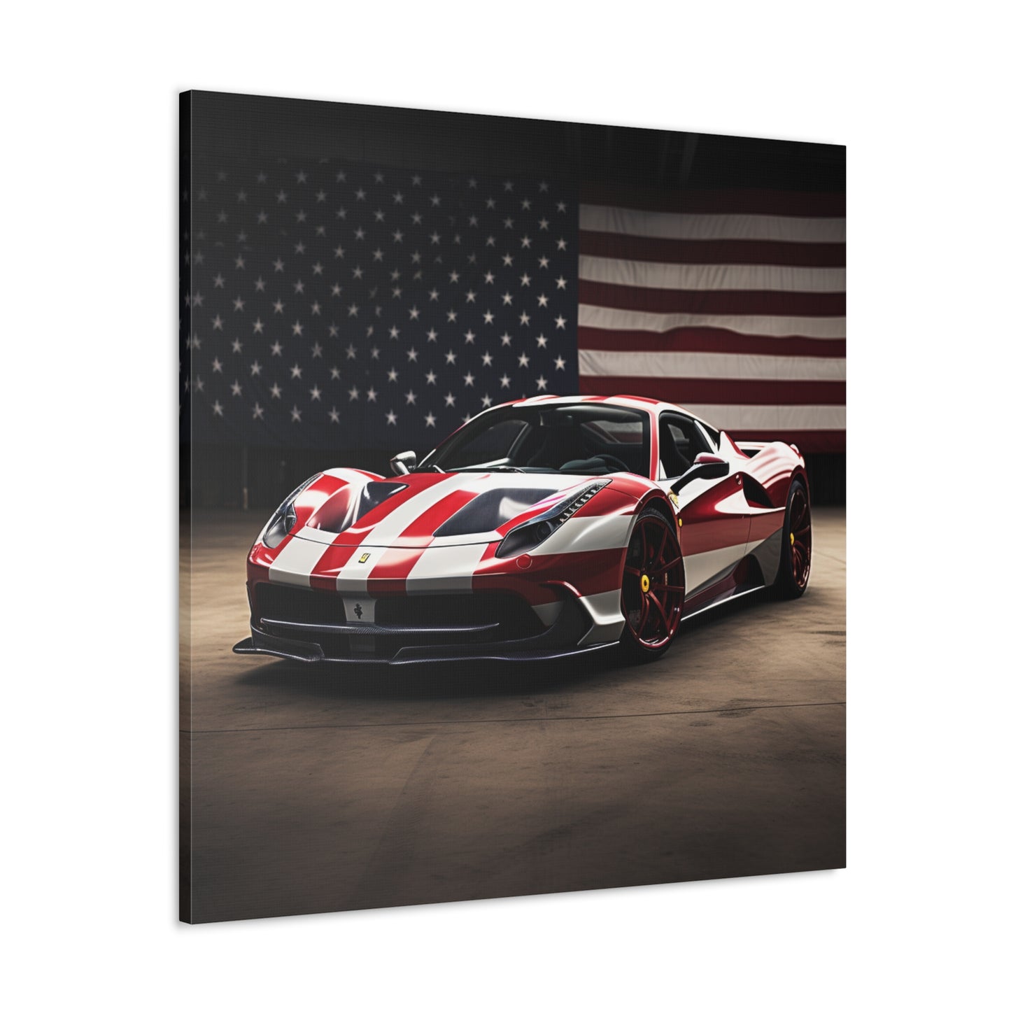 Canvas Gallery Wraps American Flag Background Ferrari 2