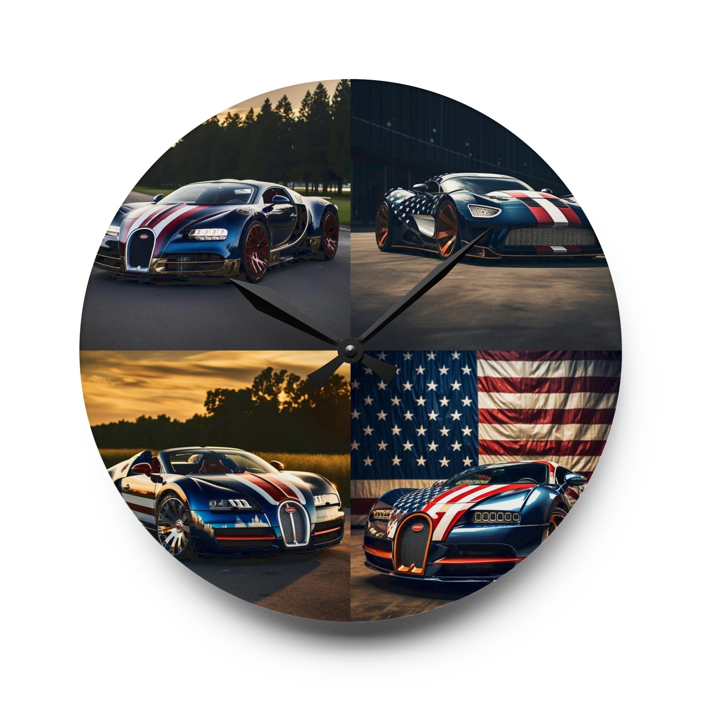 Acrylic Wall Clock Bugatti Flag American 5