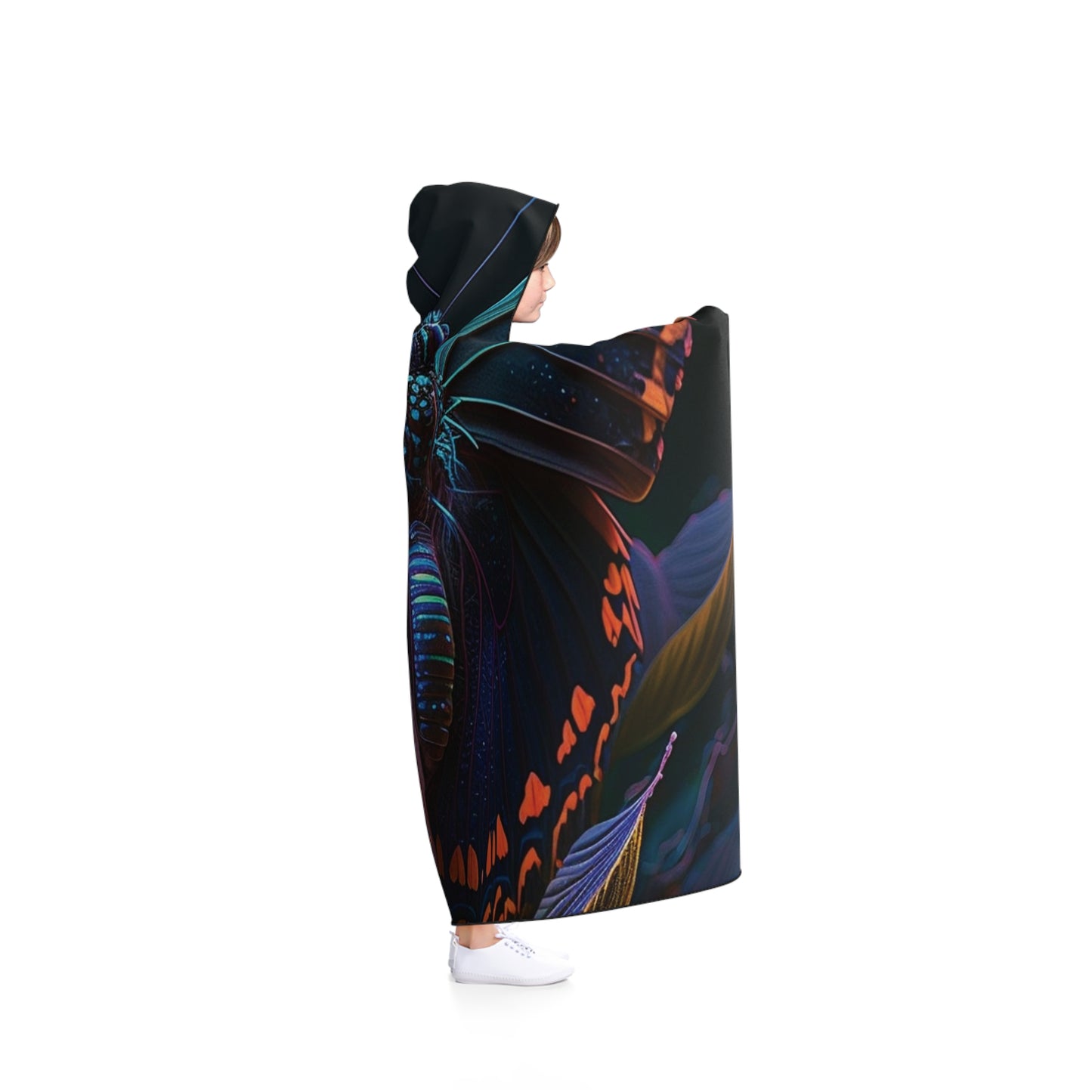 Hooded Blanket Hue Neon Butterfly 3