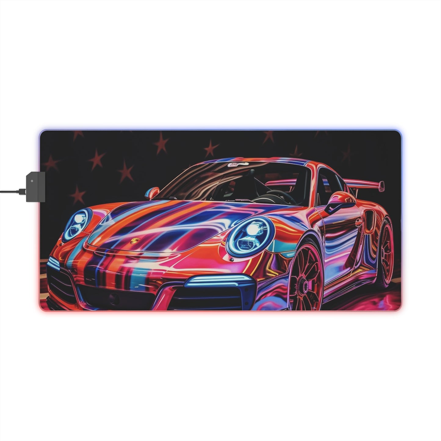 LED Gaming Mouse Pad American Flag Colored Porsche 4