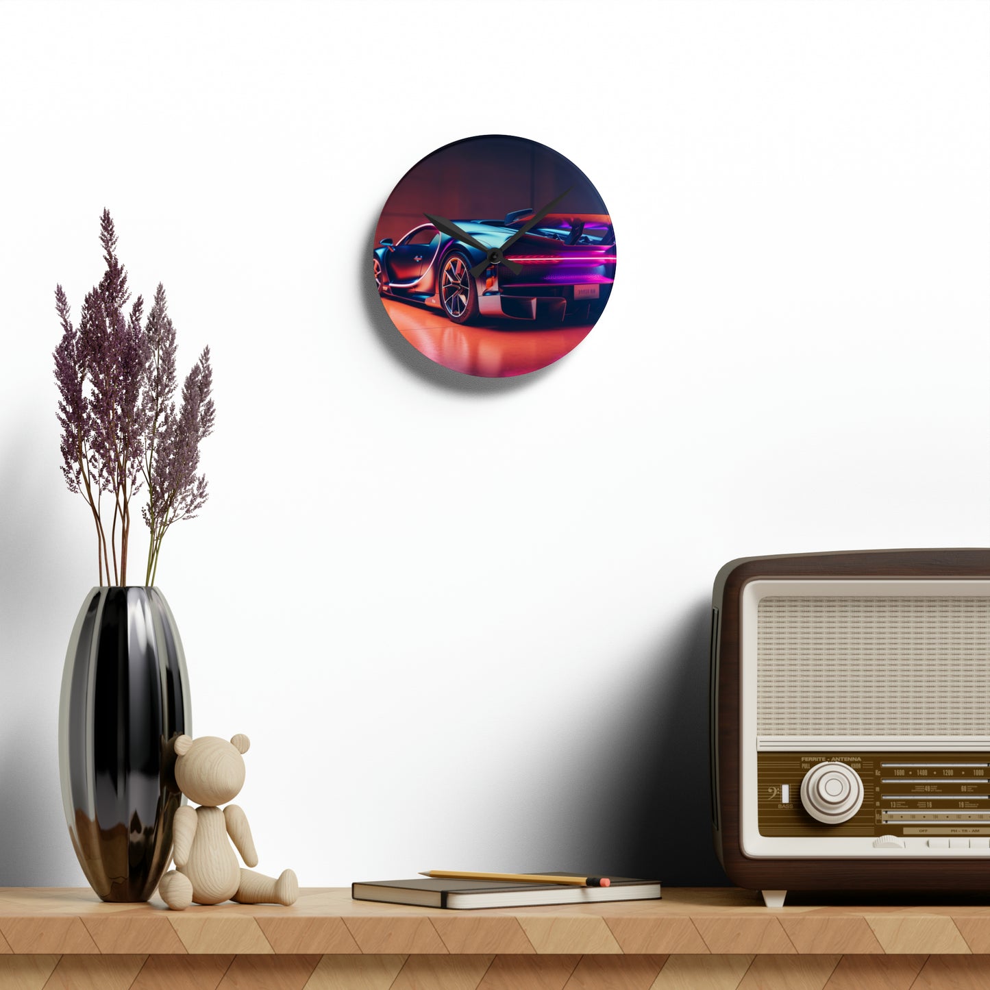 Acrylic Wall Clock Hyper Bugatti Neon Chiron 2
