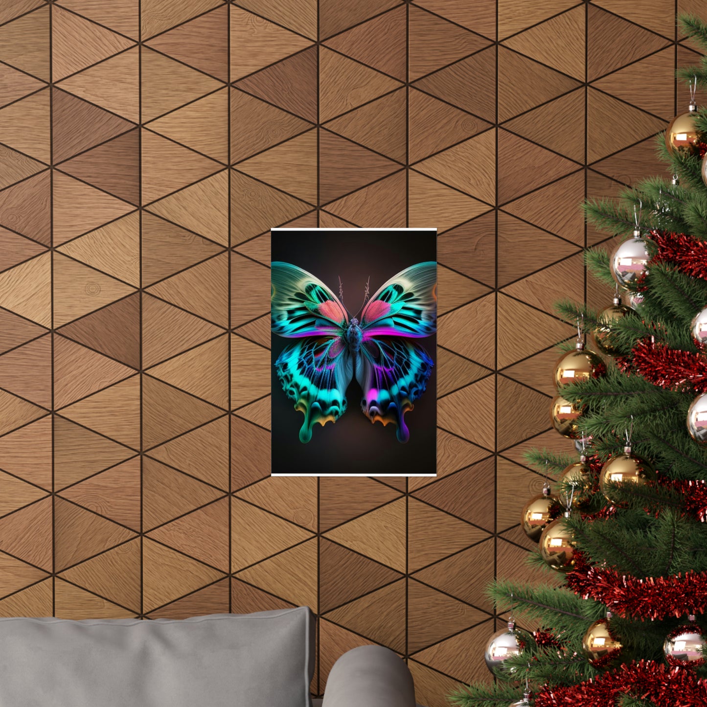 Premium Matte Vertical Posters Neon Butterfly Fusion 1