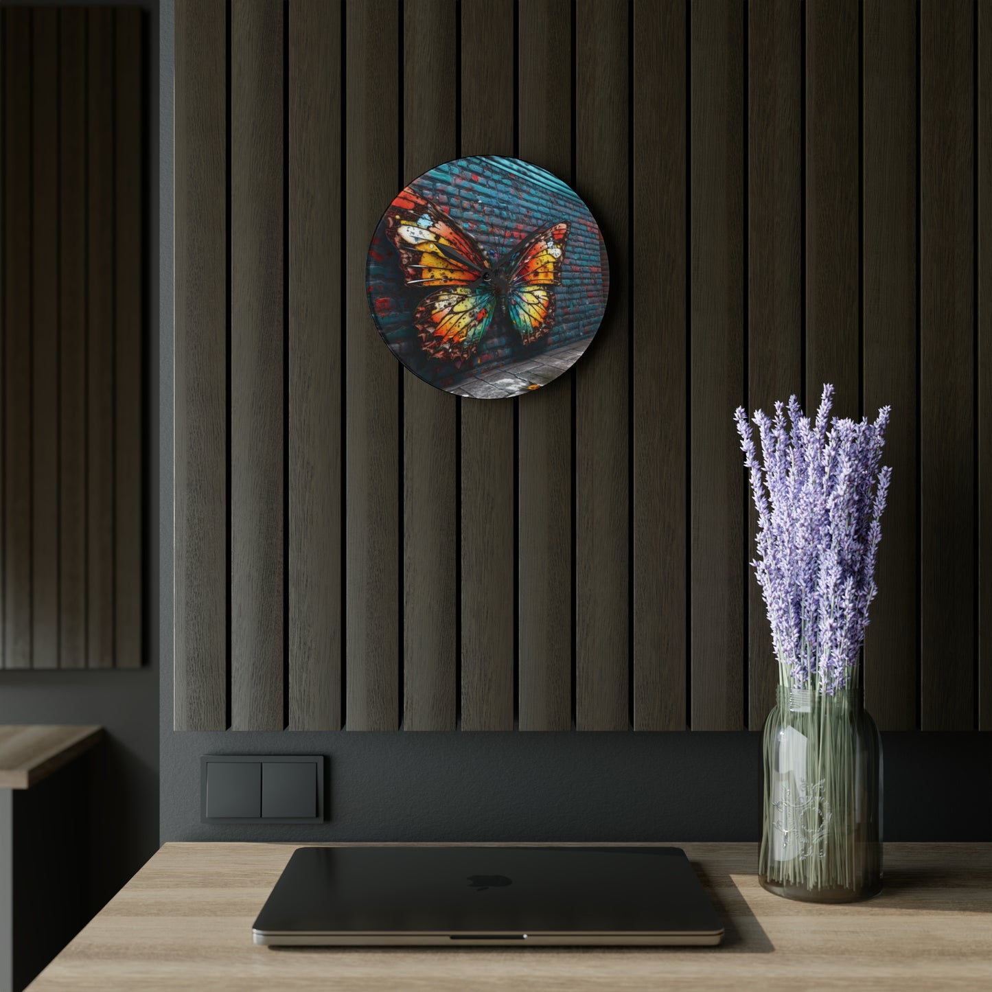 Acrylic Wall Clock Liquid Street Butterfly 2