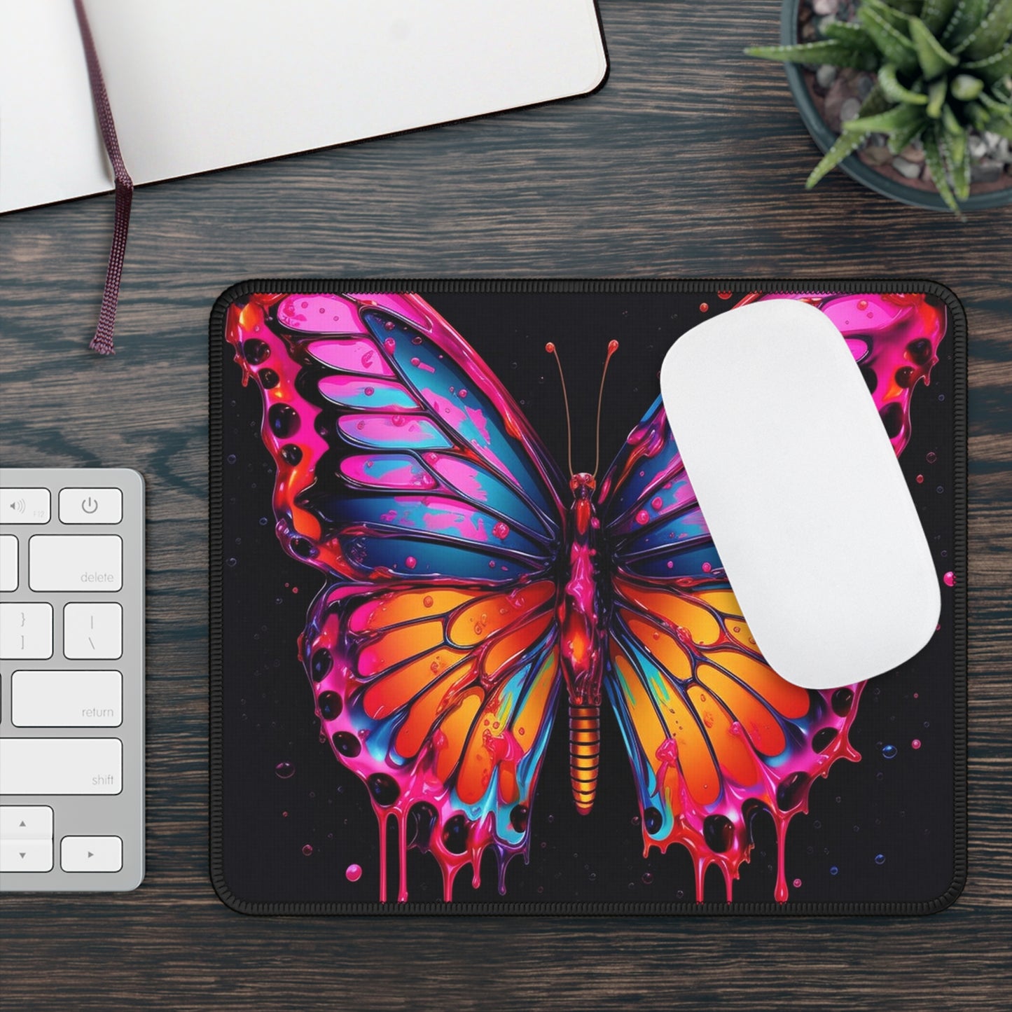 Gaming Mouse Pad  Pink Butterfly Flair 1