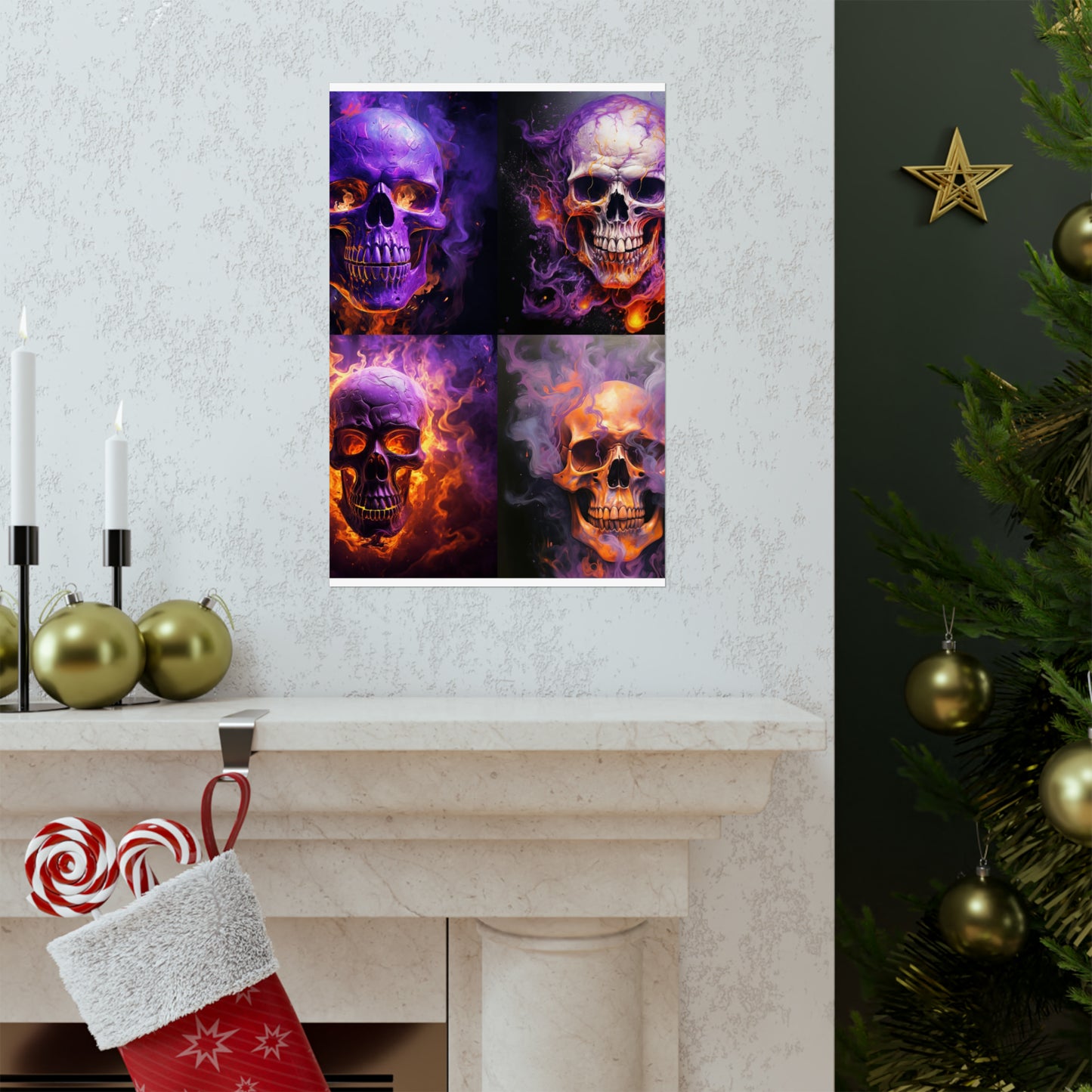 Premium Matte Vertical Posters Skull Flames 5