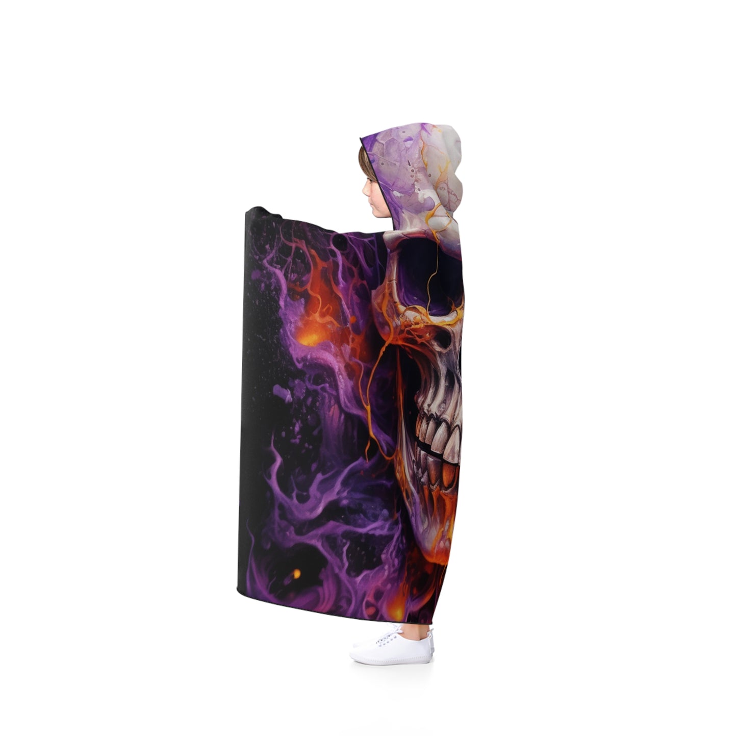 Hooded Blanket Skull Flames 2