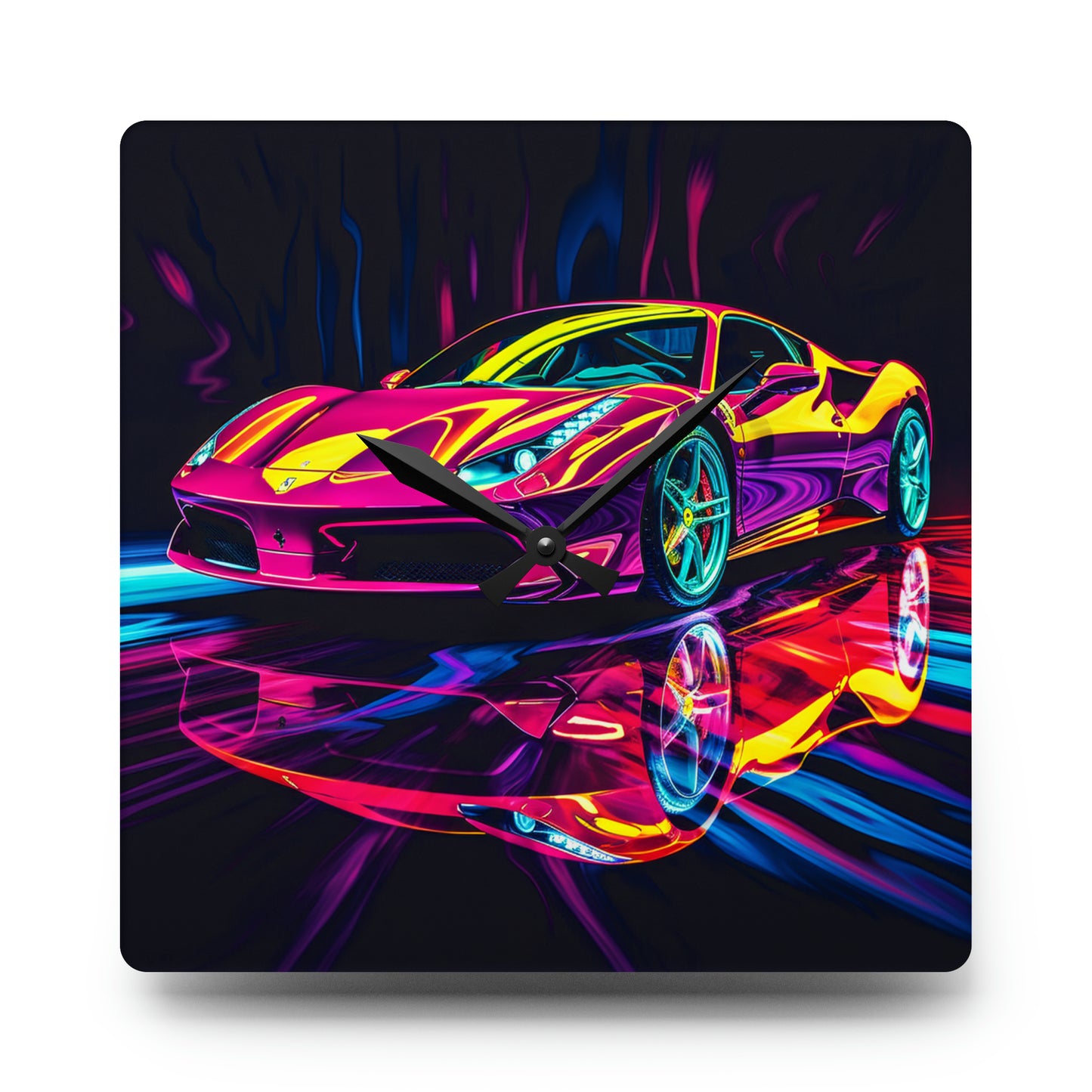 Acrylic Wall Clock Pink Ferrari Macro 2