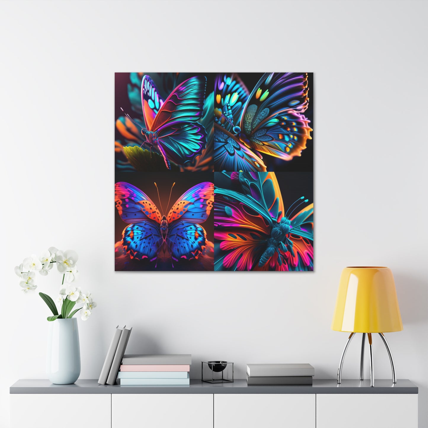 Canvas Gallery Wraps Neon Butterfly Macro 5