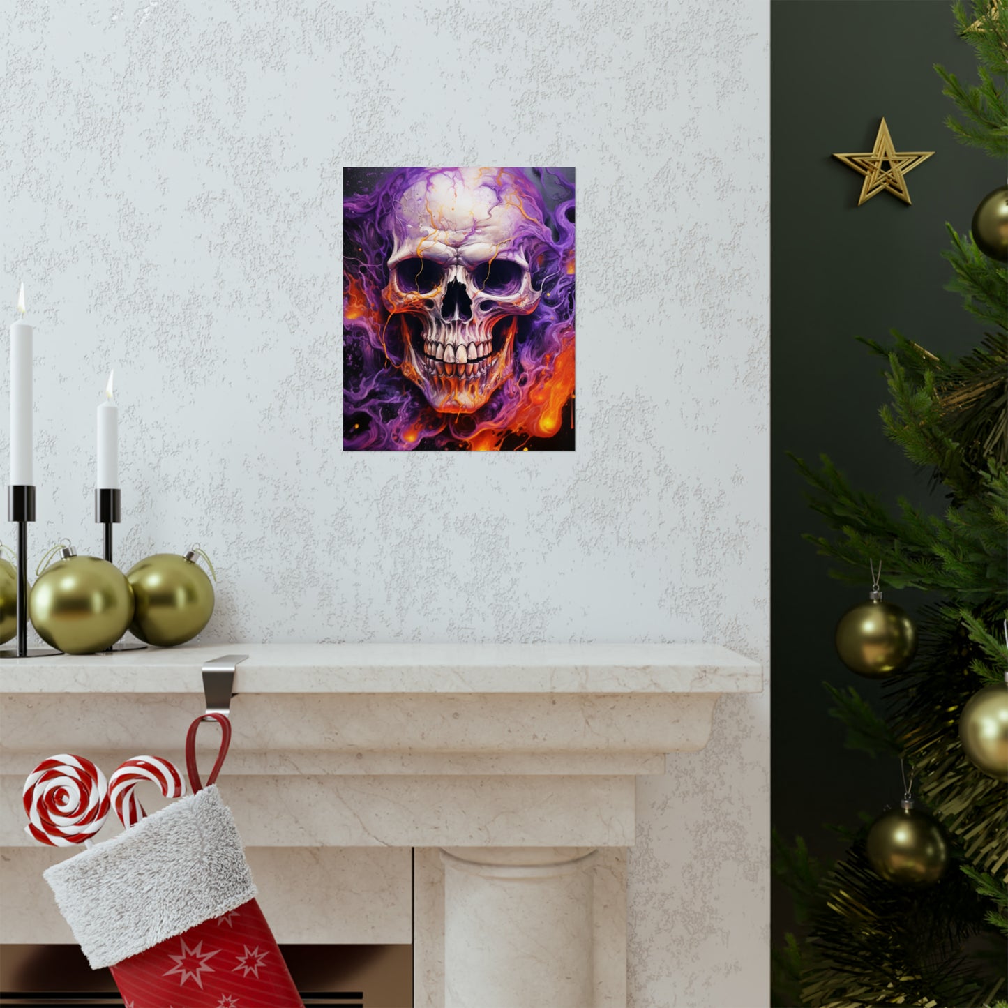 Premium Matte Vertical Posters Skull Flames 2