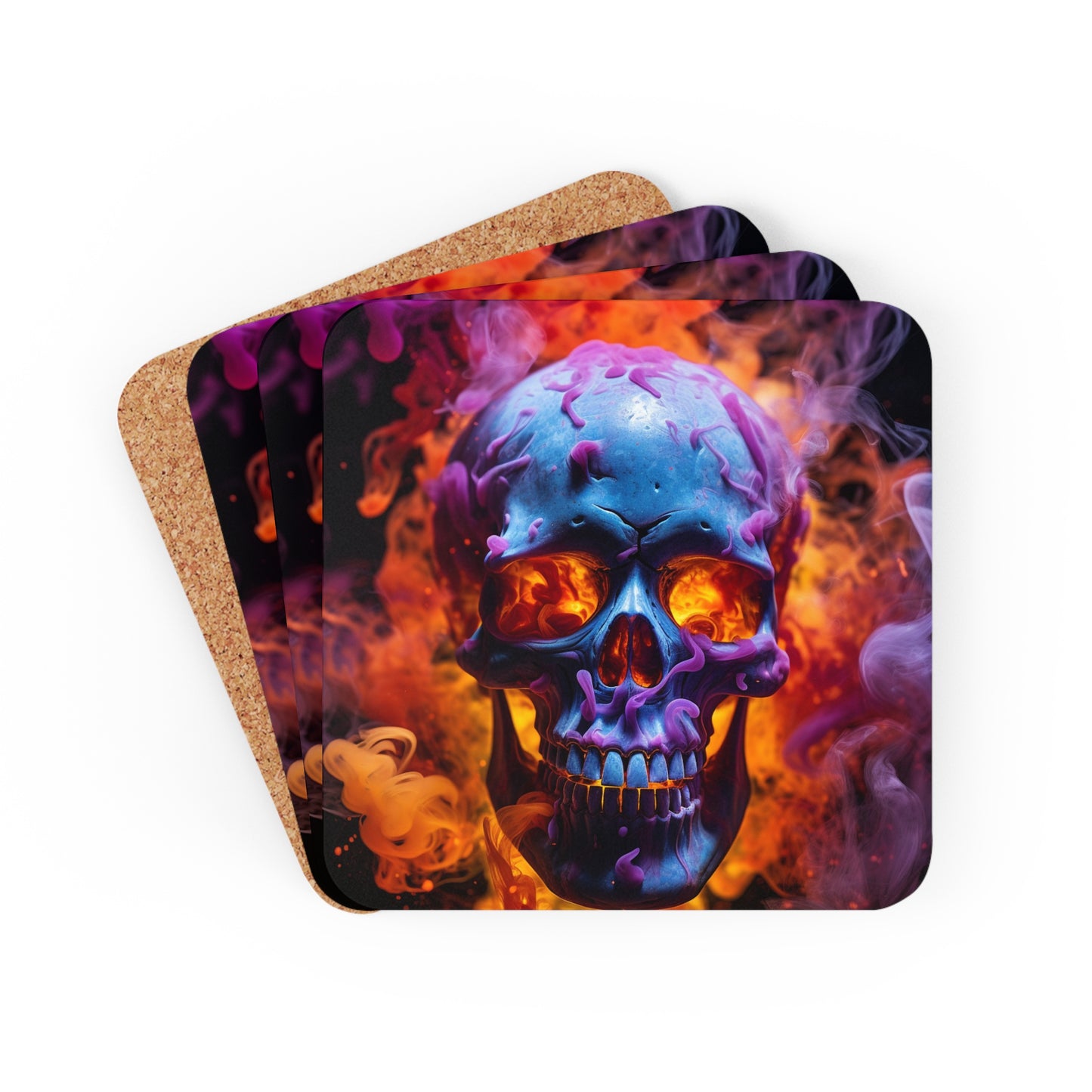 Corkwood Coaster Set Macro Skull 3