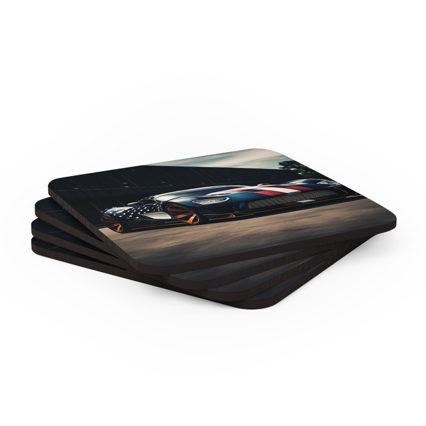 Corkwood Coaster Set Bugatti Flag American 2