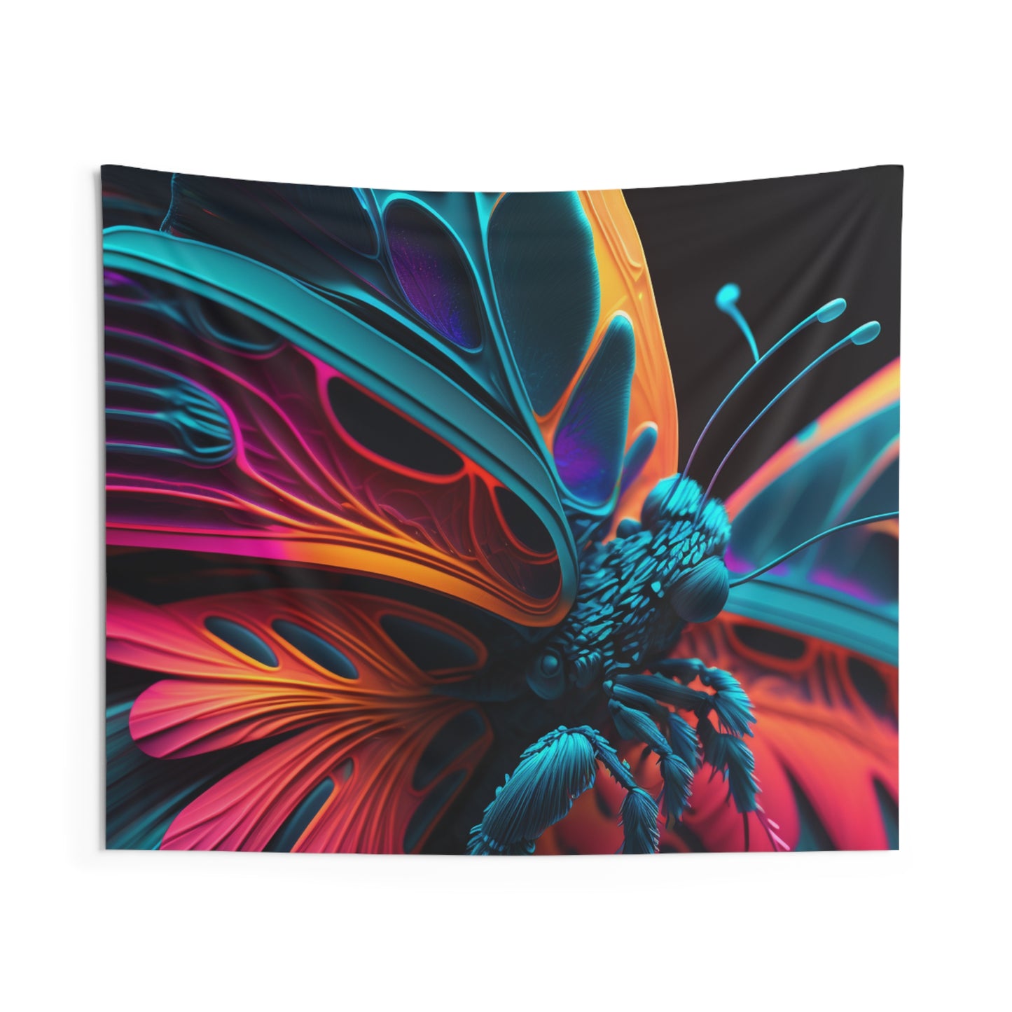 Indoor Wall Tapestries Neon Butterfly Macro 4