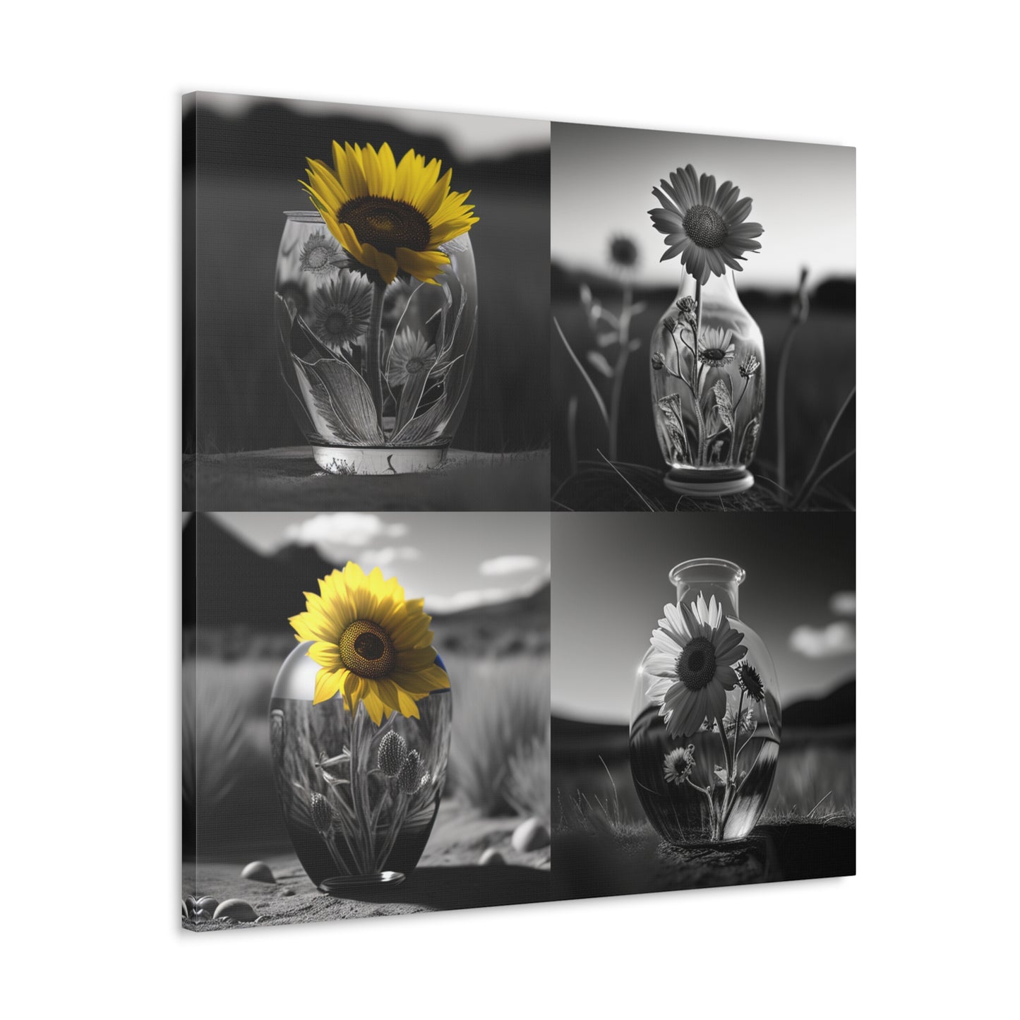 Canvas Gallery Wraps Yellw Sunflower in a vase 5