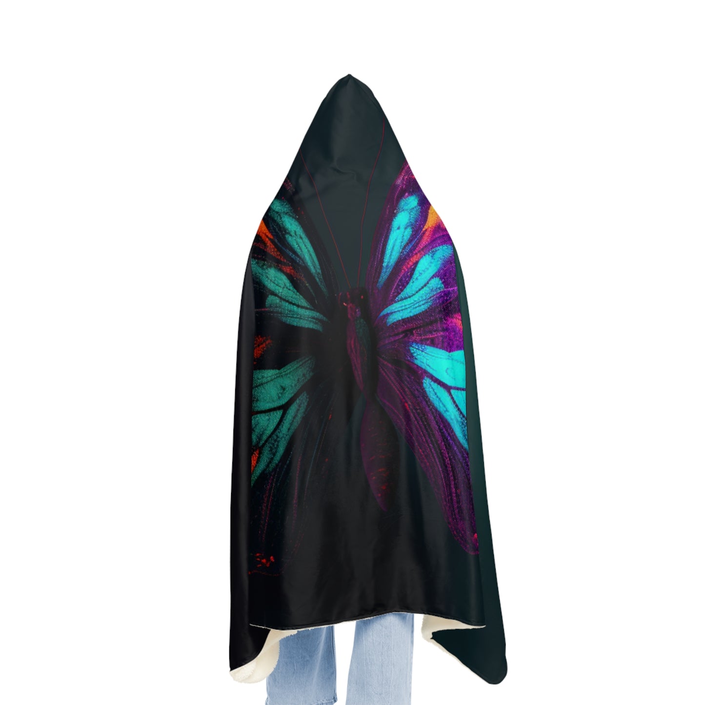 Snuggle Hooded Blanket Hyper Colorful Butterfly Purple 2