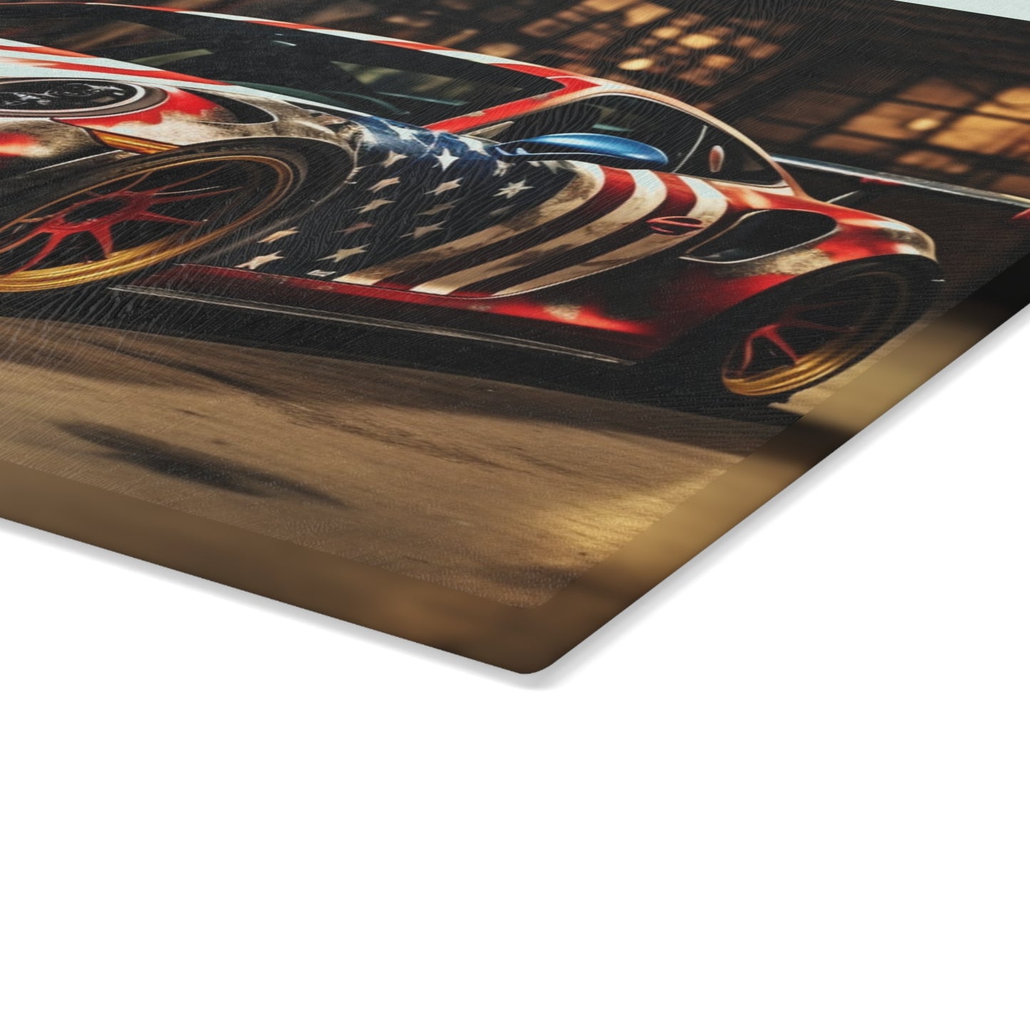 Glass Cutting Board American Flag Porsche 4