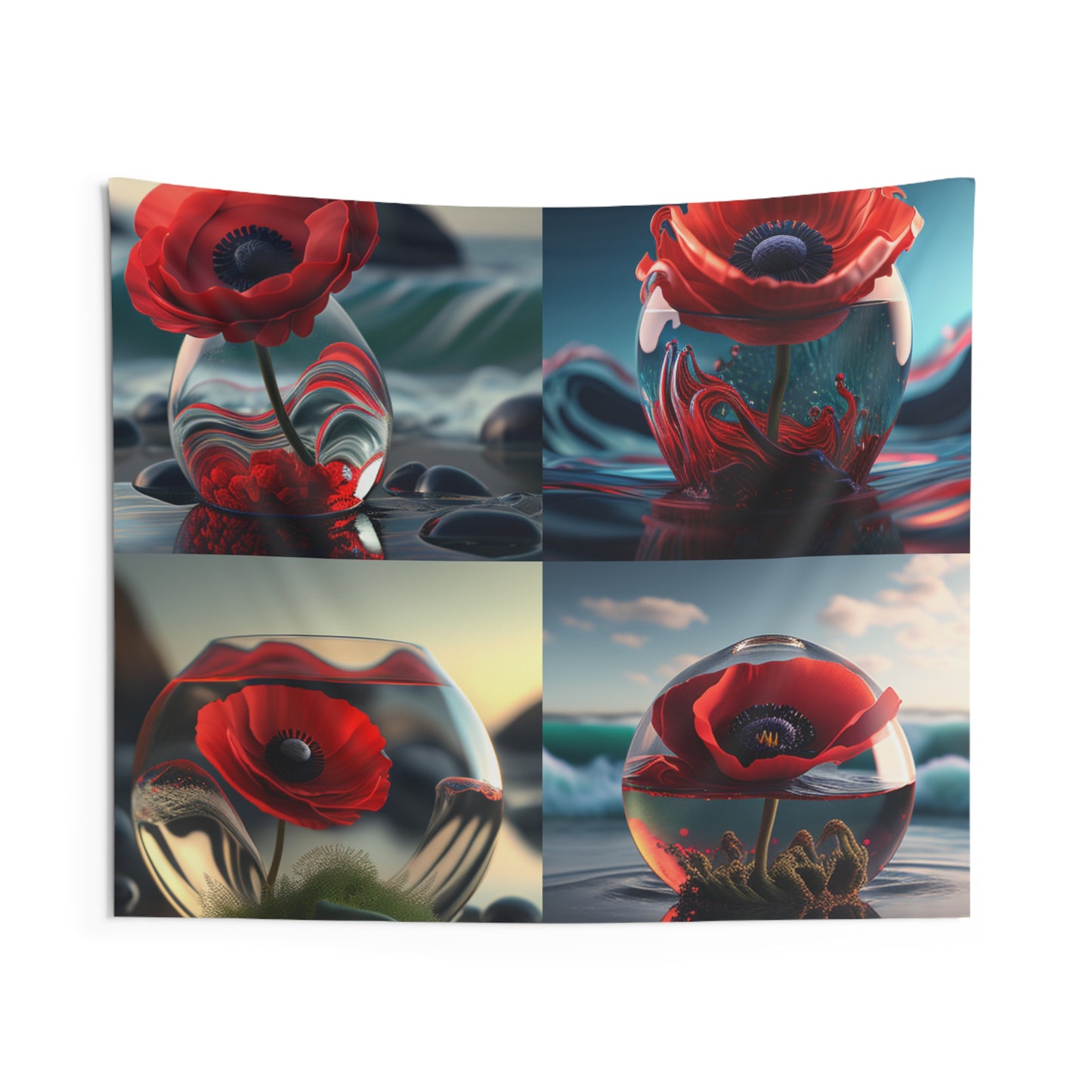 Indoor Wall Tapestries Red Anemone in a Vase 5