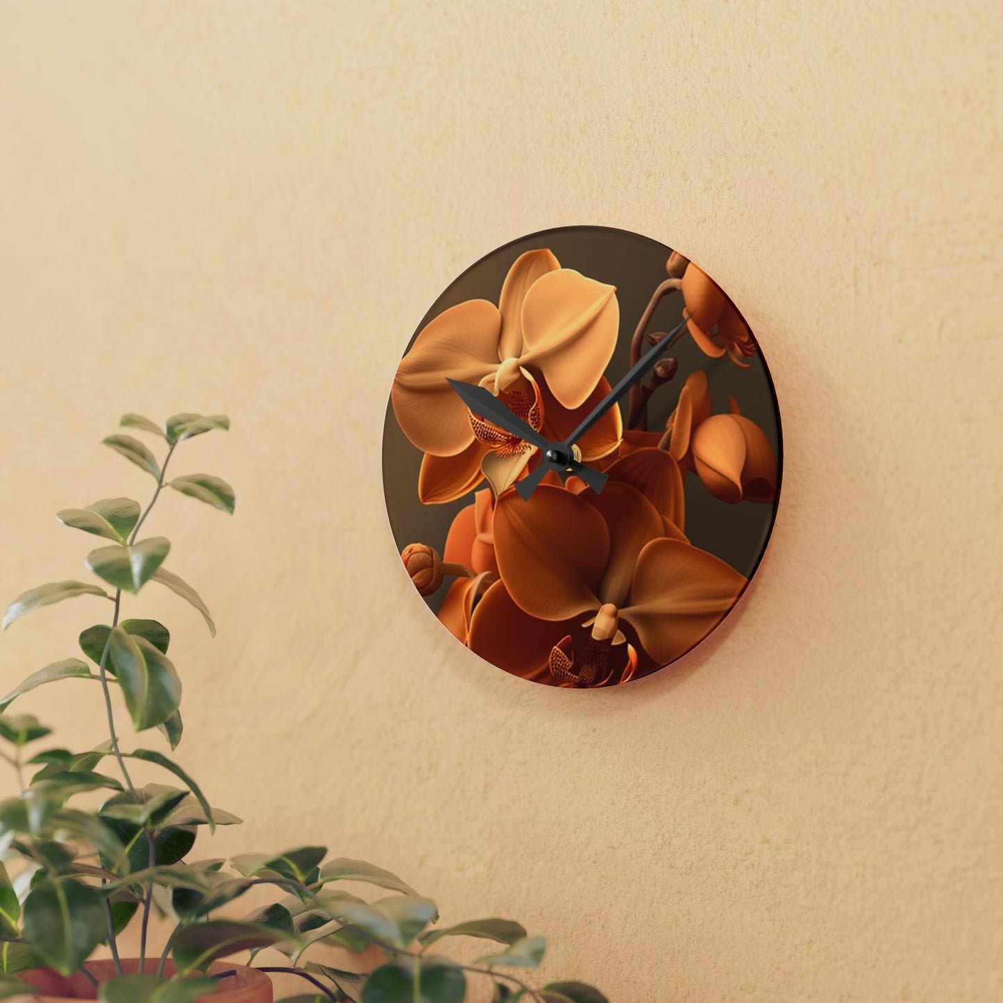 Acrylic Wall Clock orchid pedals 4