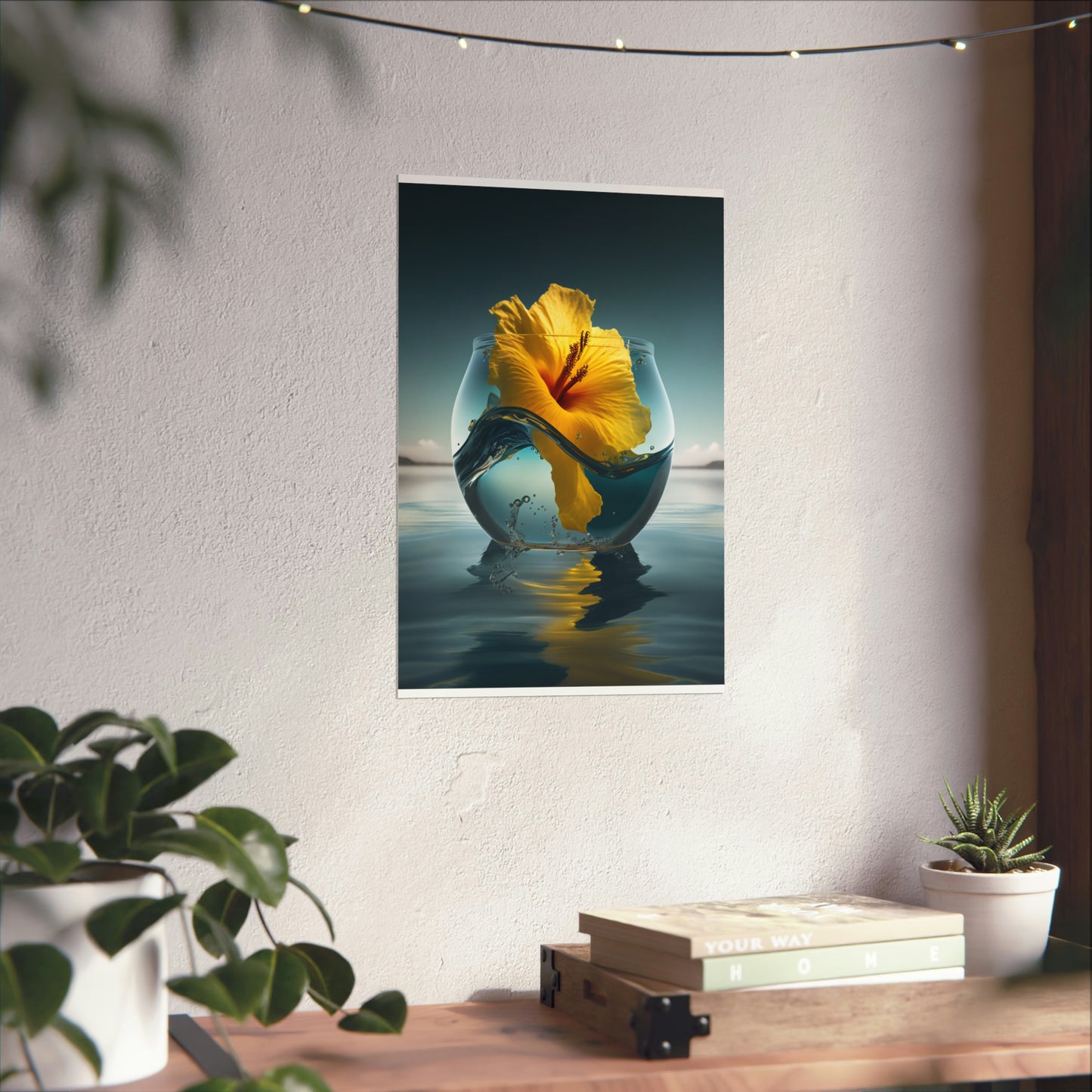 Premium Matte Vertical Posters Yellow Hibiscus glass 4