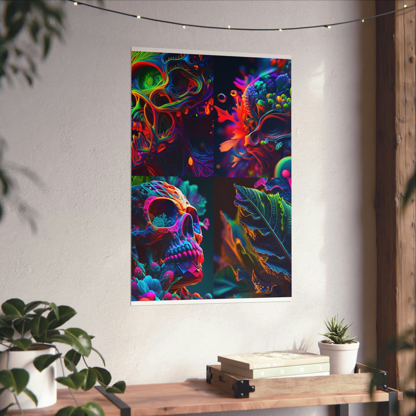 Premium Matte Vertical Posters Florescent Skull Death 5