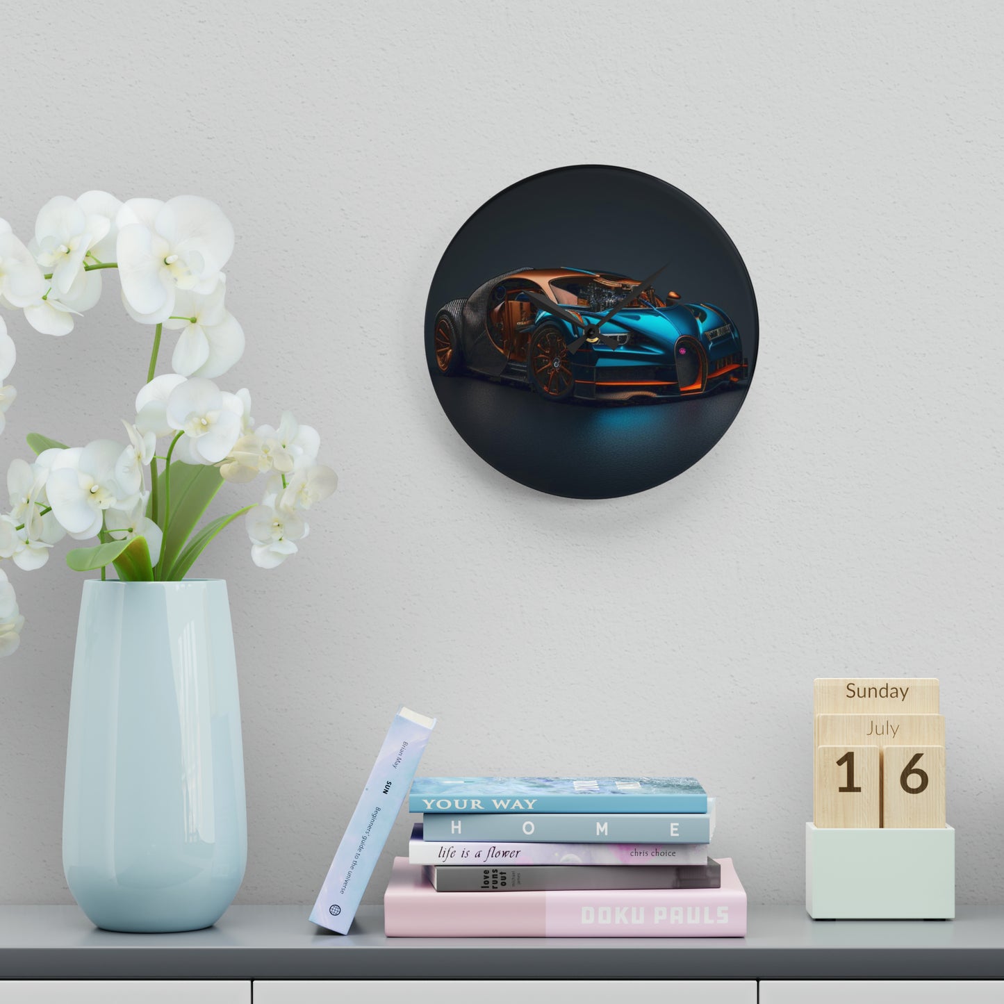 Acrylic Wall Clock Bugatti Blue 4