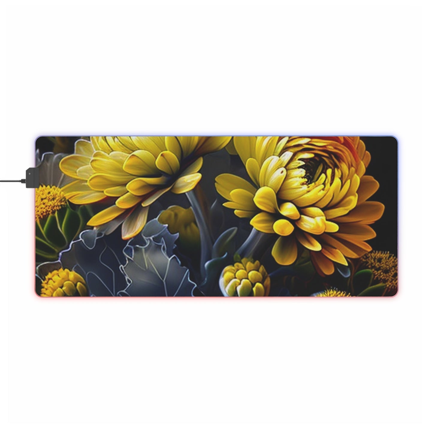 LED Gaming Mouse Pad Yellow Hermosas Flores Amarillas 1