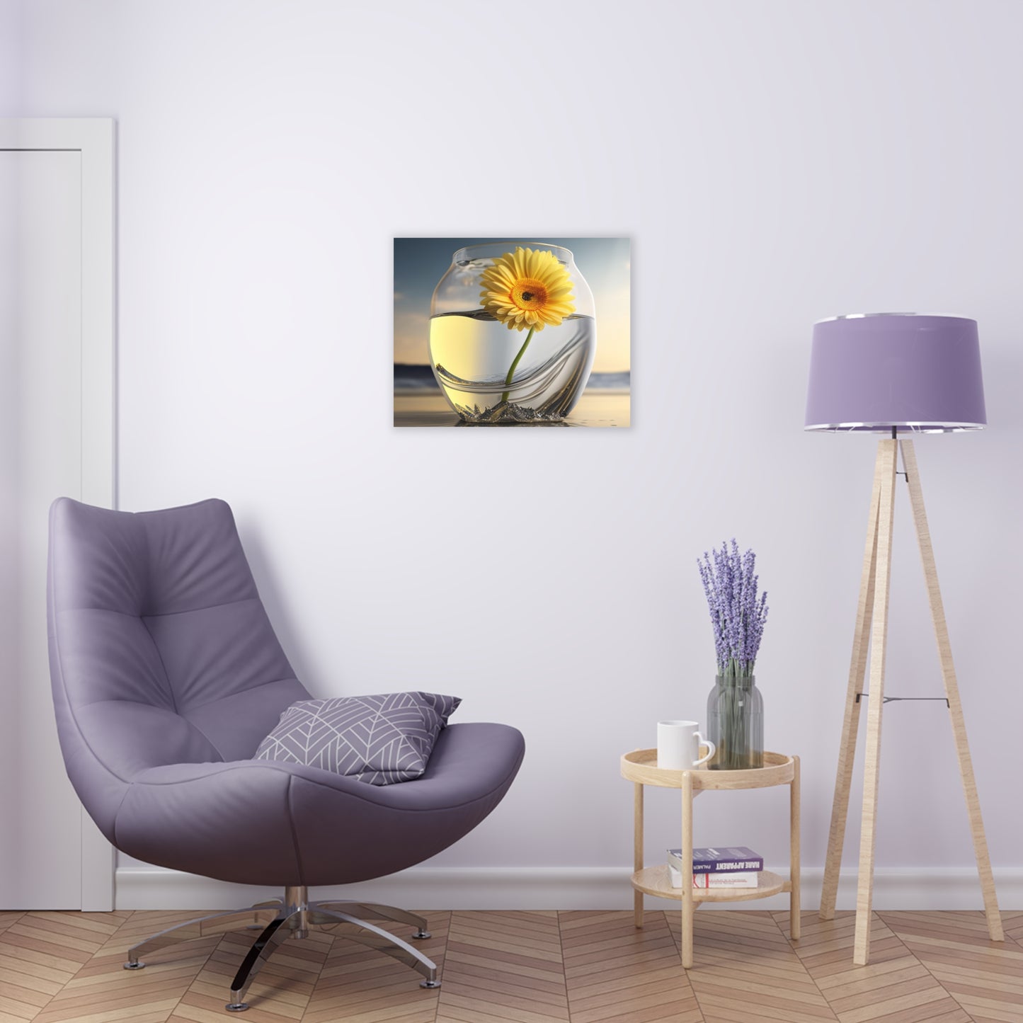 Acrylic Prints yello Gerbera glass 1